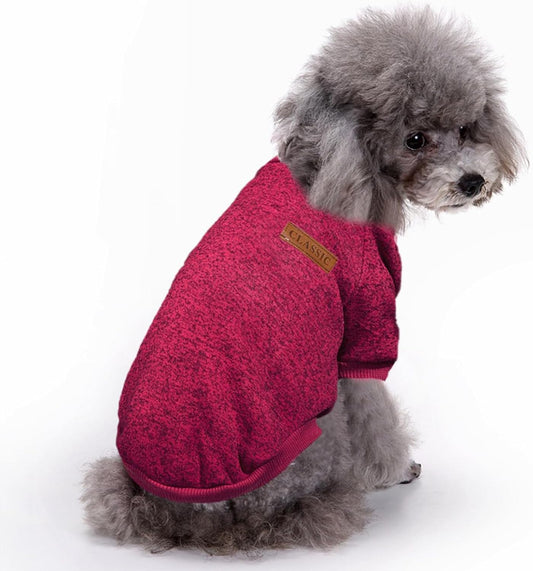 Jecikelon Dog Clothes Dogs Sweater Soft Puppies Clothing Winter Puppy Sweaters Warm Outfit for Dogs Small XXS XS Cat Apparel (Wine red, XS)