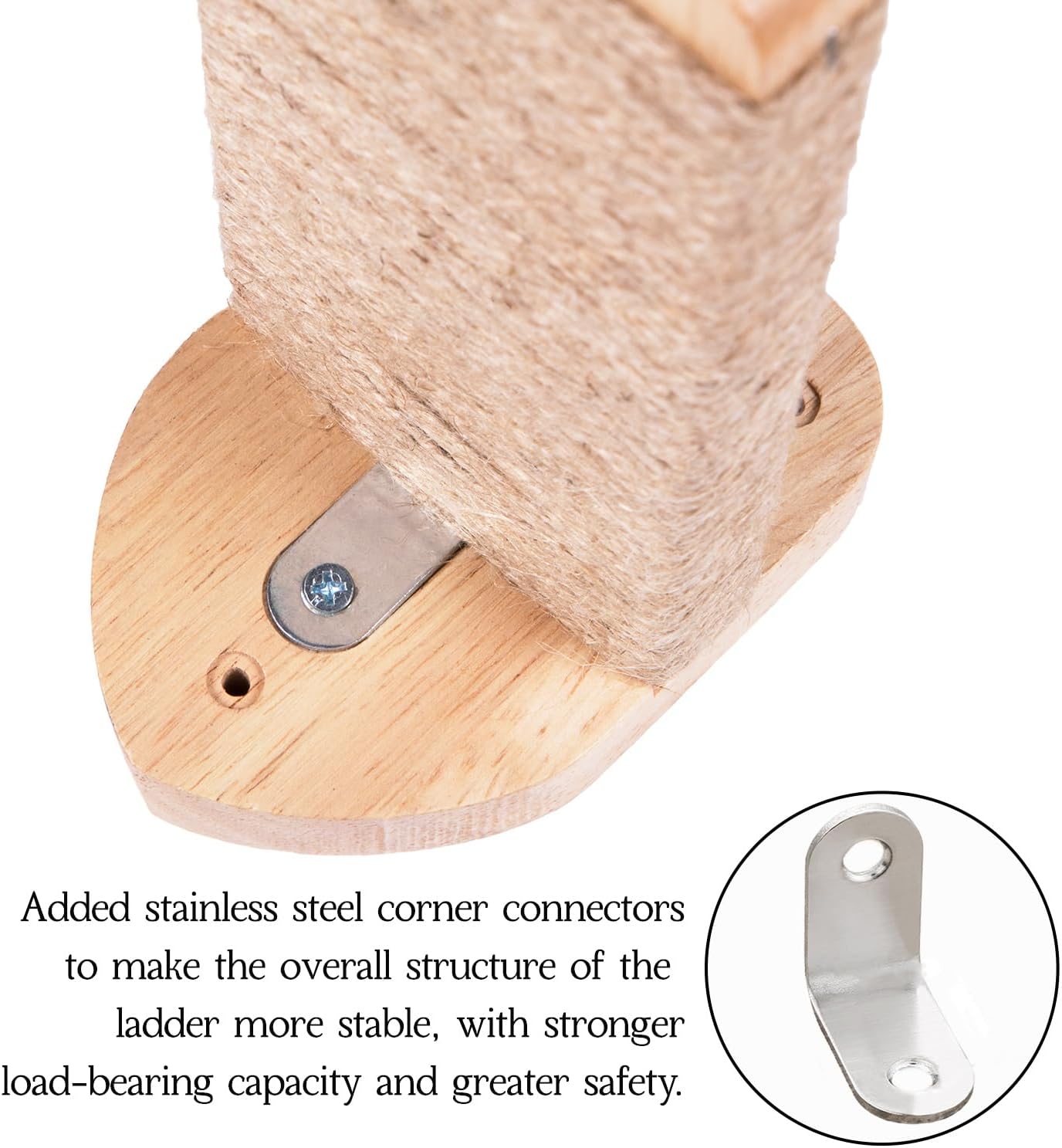 3pcs Cat Wall Steps, Climbing Mounted Furniture, Shelves With Hemp Rope Covered, Solid Wood Ladder for Playing and Climbing (Standard-Wood)