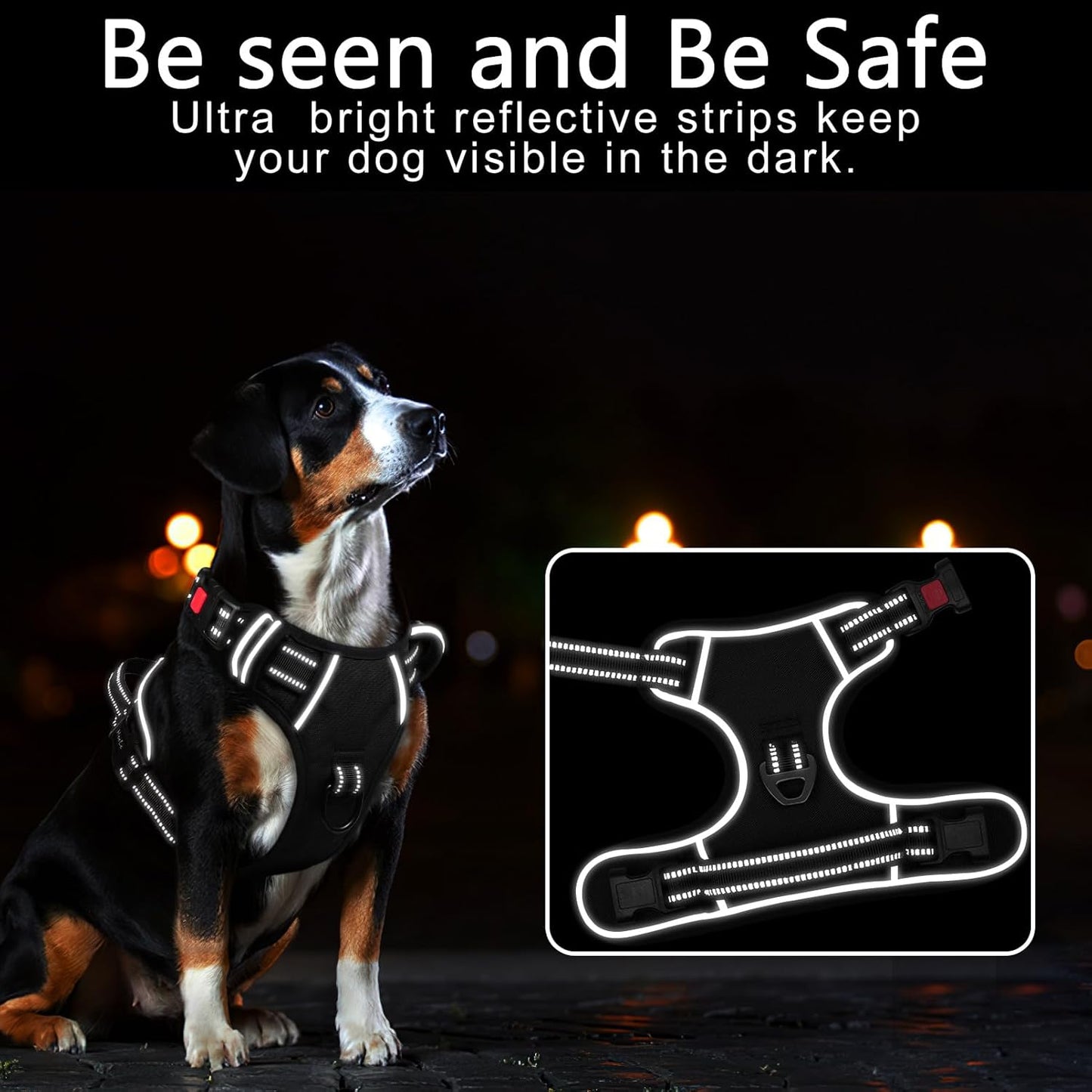 Timos Dog Harness, No-Pull Pet Harness with 2 Leash Clips, 3 Snap Buckles Adjustable Soft Padded Dog Vest, Reflective No-Choke Pet Oxford Vest with Easy Control Handle for Small Medium Large Dogs