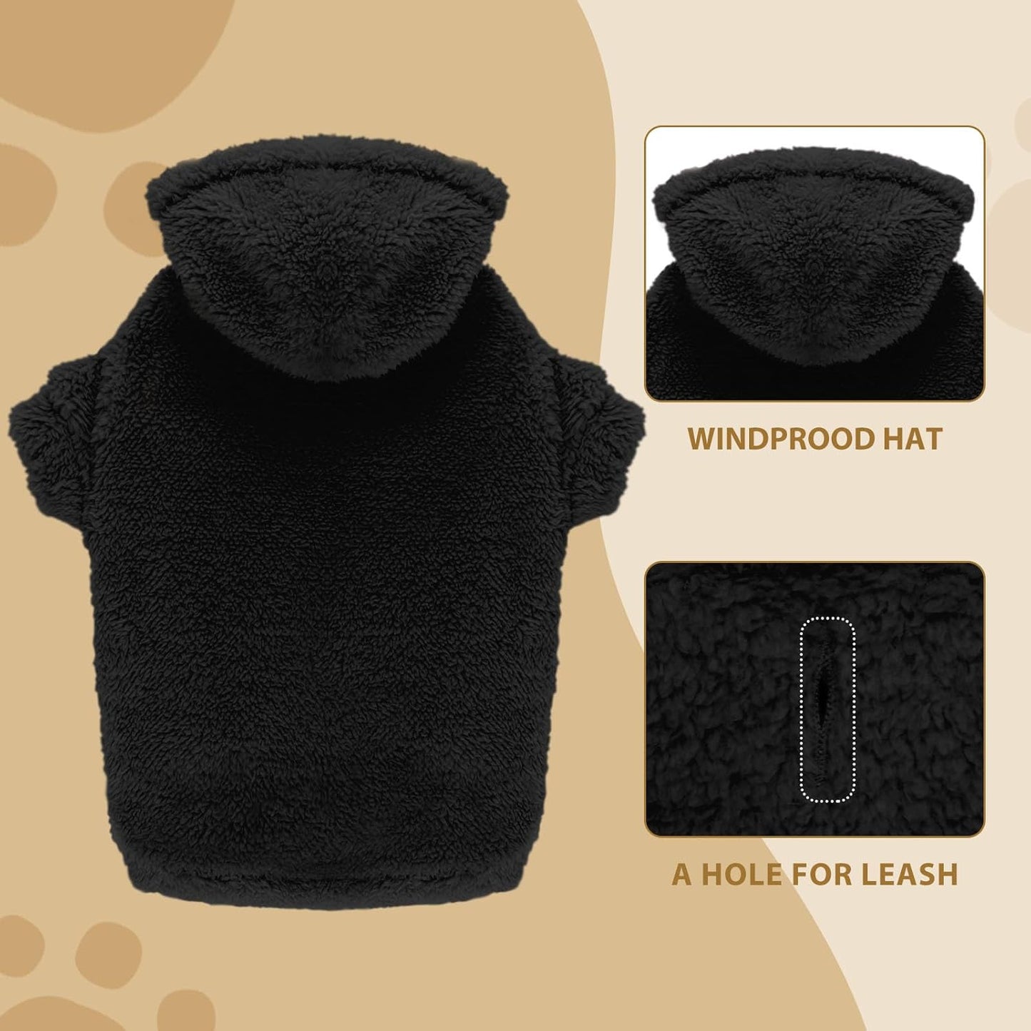 Fuzzy Dog Sweaters for Medium Dogs Dog Hoodie Sweater Clothes Warm Soft Cozy Pet Coats Hooded Sweatshirt Medium Pet Hoodie(Black-M)