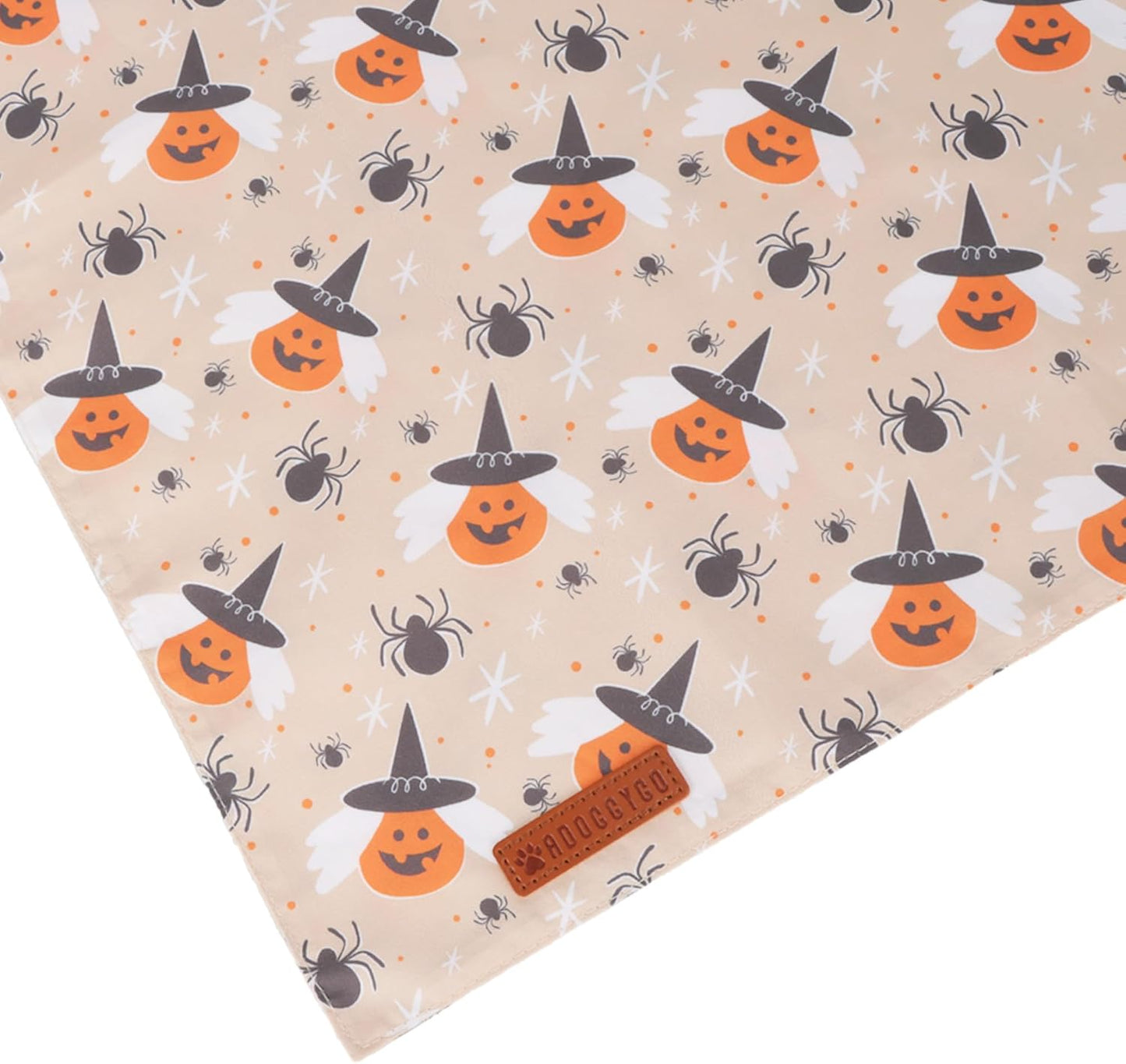 ADOGGYGO Halloween Dog Bandanas, Ghost Pumpkin Witch Scarf, Multi Size, Black Orange Halloween Bandanas for Extra Large Dogs Pets (X-Large)