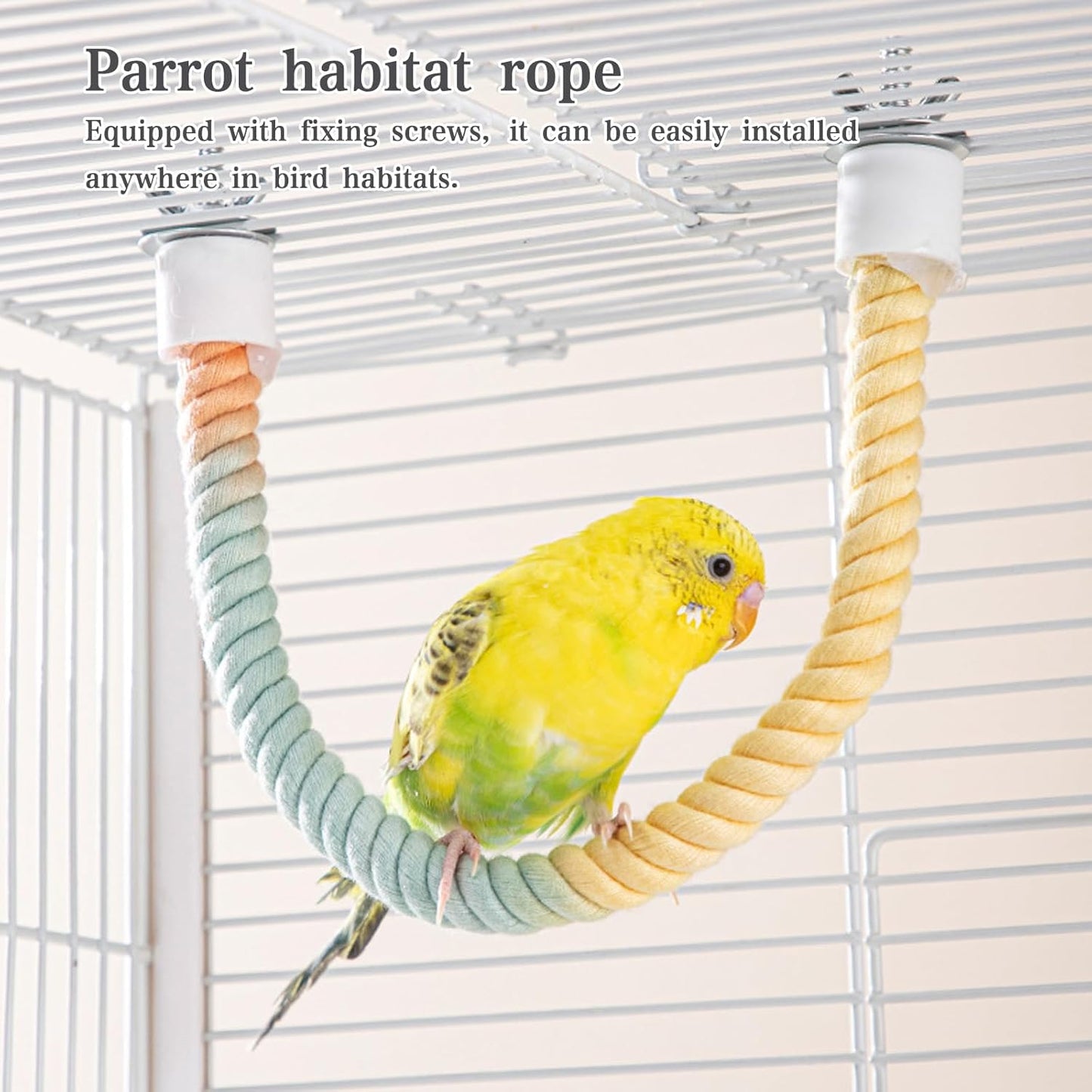 3pcs Gradient Colorful Bird Rope Perch Stand,Bird Cage Climbing Rope Toys Accessories,Bendable Climbing,Parakeet Lovebirds Cockatiels Budgies Play (9.8'',15.7'',39.3'')