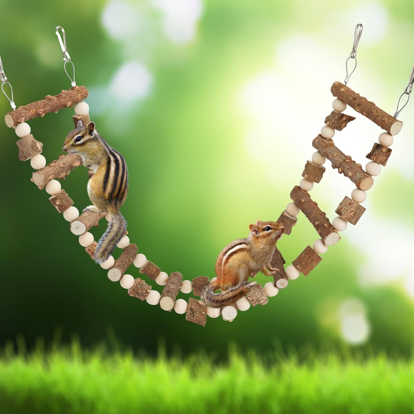 Bird Parrot Ladder Bridge Toy, Bird Swing Toy, Natural Pepper Wood Hanging Pet Chewing Toy, Rat Hamster Climbing Toys, Bird Cage Accessories, Suitable for Bird Parrot Rat Squirrel Sugar Gliders
