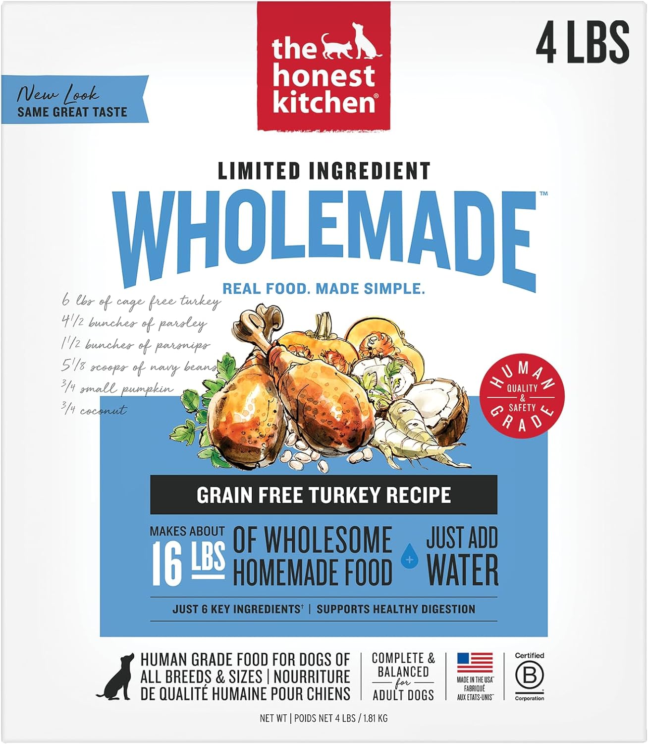 The Honest Kitchen Wholemade™ Limited Ingredient Turkey Dog Food, 4 lb Box
