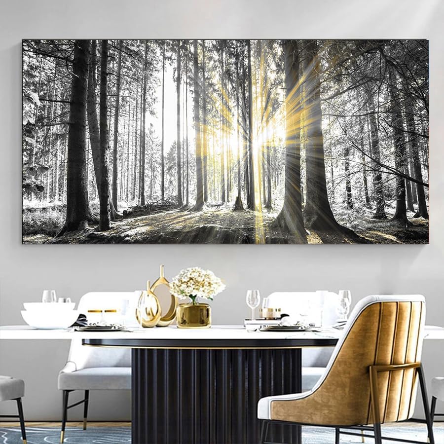 Yxbhhym-Large Canvas Wall Art Decor Black and White Wall Art Forest Artwork Landscape Picture Trees Poster Painting Nature Scenery Prints Art Living Room Wall Decor Bedroom Home Office Decorations