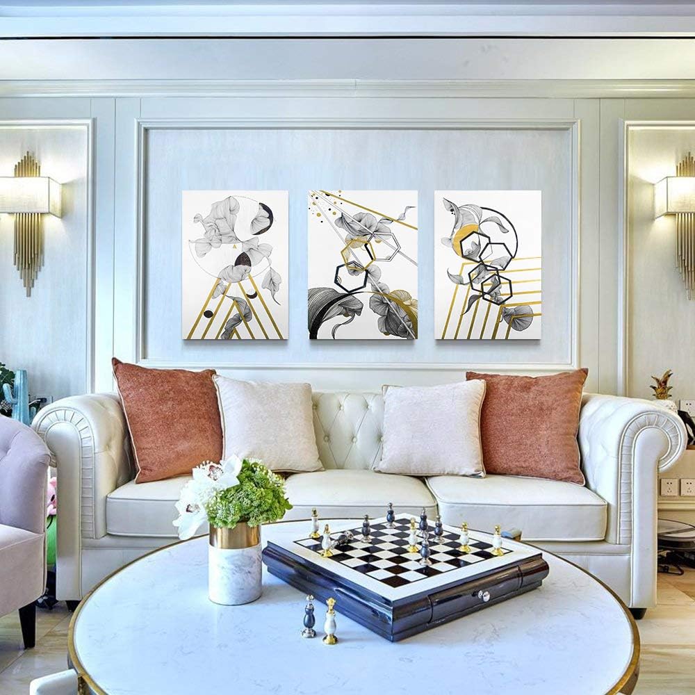 modern Abstract painting Canvas Wall Art for Living Room Wall Artworks Bedroom Decoration, 3 piece Framed office kitchen bathroom Wall decor inspirational Black and white abstract posters Home Decor
