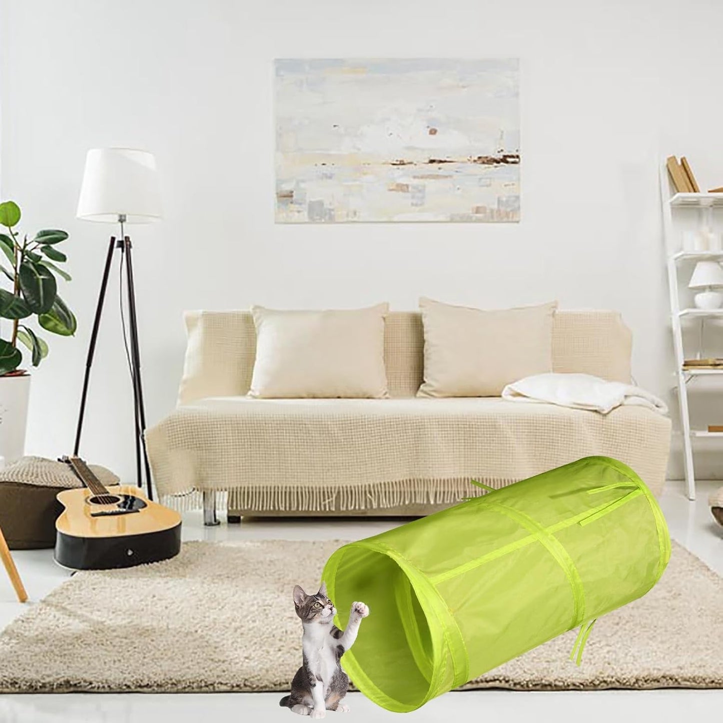 iCAGY Foldable Spiral Cat Tunnel - Indoor Toy for Small Cats, Kittens, and Rabbits - Tube for Interactive Play and Outdoor Fun - Pet Activity Toy 20" Family Pack 8 Pcs