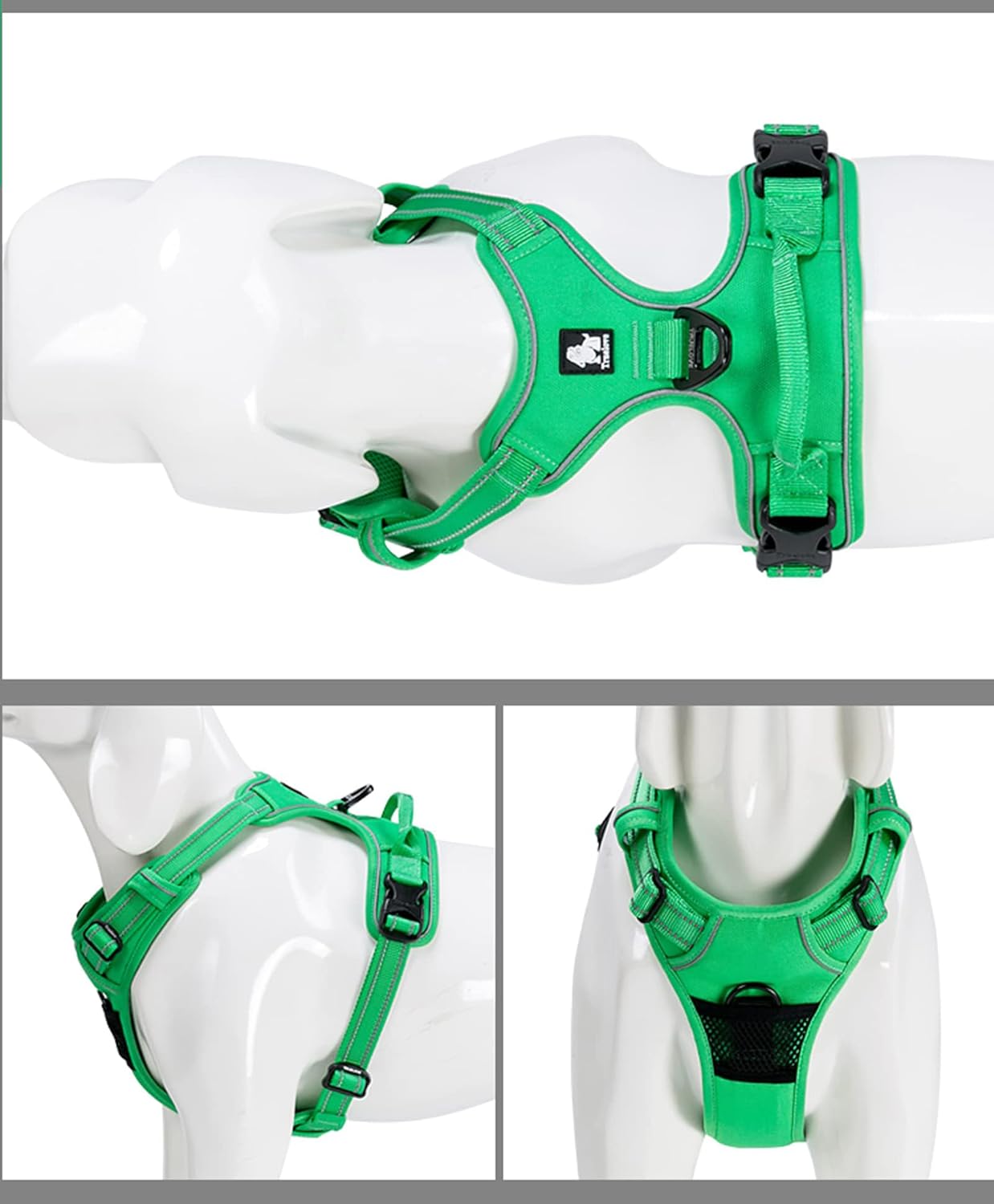 TRUE LOVE Adjustable No-Pull Dog Harness Reflective Pup Vest Harnesses Comfortable Control Brilliant Colors Truelove TLH5651(Grass Green,S)