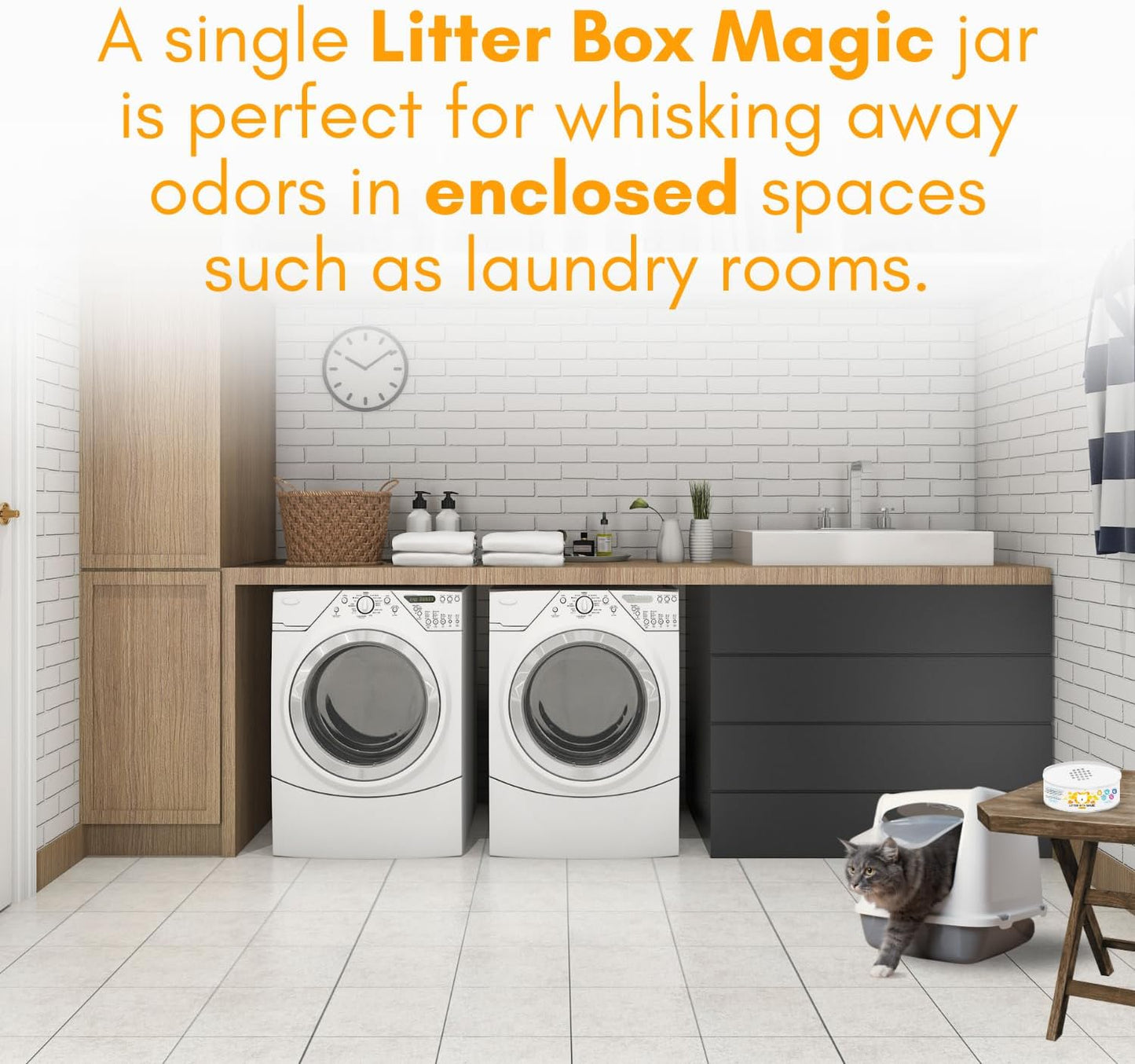 Cat Litter Deodorizer Jar (Orange Scent, 16 Oz, Pack of 1) - Cat Litter Odor Control Gel In A Jar - Cat Litter Box Pet Air Freshener - Litter Odor Eliminator to Freshen Air