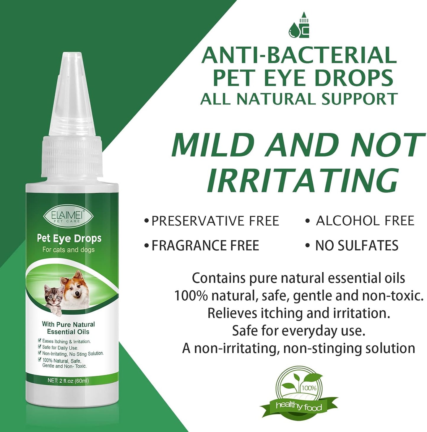 Eye Drops for Dogs, Cats and Dogs Eye Drops, Dog Eye Infection Treatment Relieve Eyes Itching & Irritation, Pink Eye & Allergies Symptoms Safe & Gentle Formula