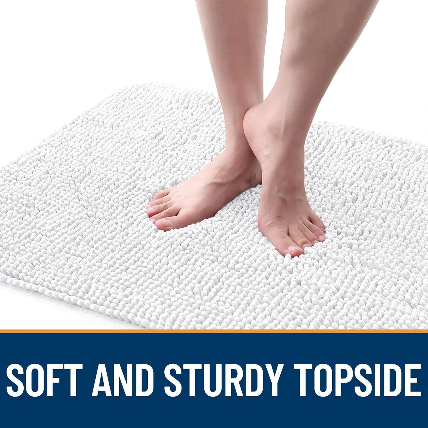 OLANLY Dog Door Mat for Muddy Paws 59x24, Absorbs Moisture and Dirt, Absorbent Non-Slip Washable Doormat, Quick Dry Chenille Mud Mat for Dogs, Entry Indoor Entryway Carpet for Inside Floor, White