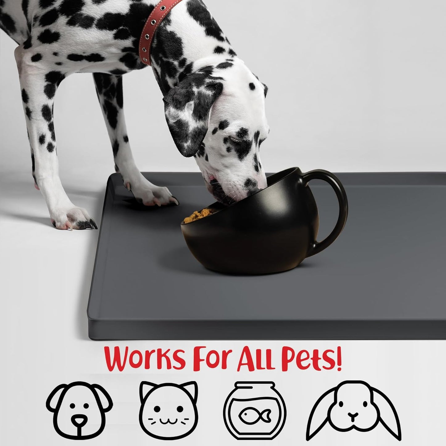 DogBuddy Dog Food Mat – Waterproof Dog Bowl Mat for Food and Water, Silicone Pet Feeding Mats for Floors, Non-Slip Placemat with High Edges for Dogs Bowls, Puppy Essentials (XXL: 32"x24", Shadow)