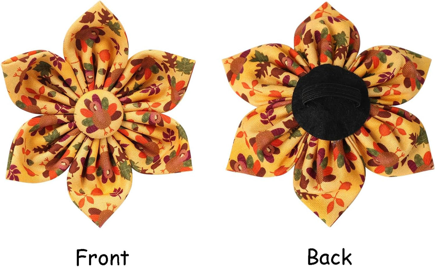 Lionet Paws Thanksgiving Day Dog Collar with Flower, Dogs Flower Collar with Metal Buckle for Dogs, Adjustable Comfortable Dog Collars Girl, L, Neck 16-24 in