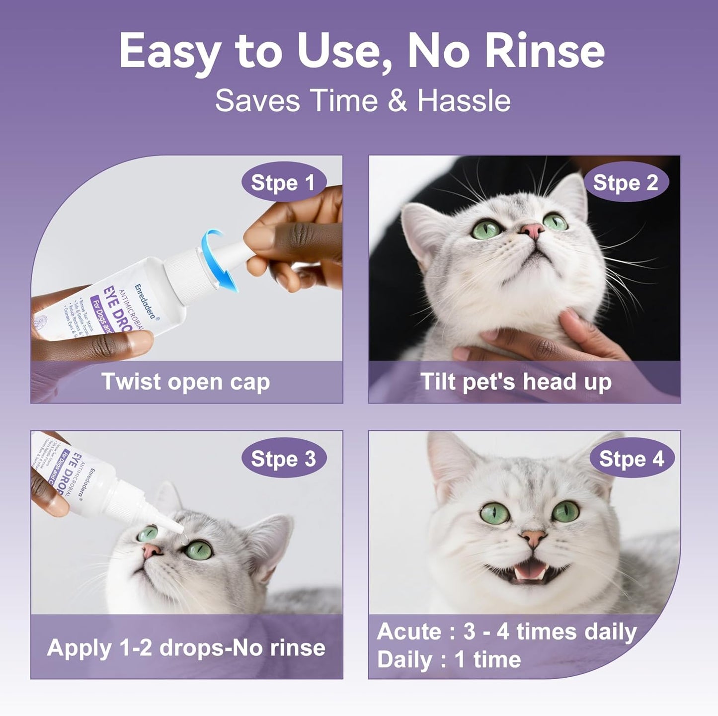 Enredadera Dog Eye Drops, Pet Eye Drops for Dogs and Cats, Vet-Approved Dog Eye Infection Treatment for Tear Stain Remover&Pink Eye Relief,Dog Conjunctivitis Eye Drops for Infection,Pet Eye Wash(60ml)