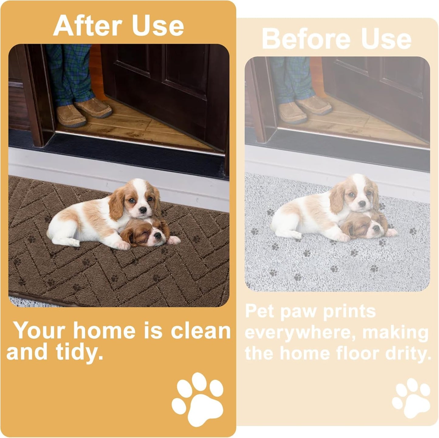 Tindbea Dog Mat for Muddy Paws,Absorbs Moisture Dirt Non-Slip Washable Mud Mat for Dogs,Soft Rubber Backing Front Inside Pet Rug for Entryway, Mud Dog Paws, Patio(24"x59",Latte)