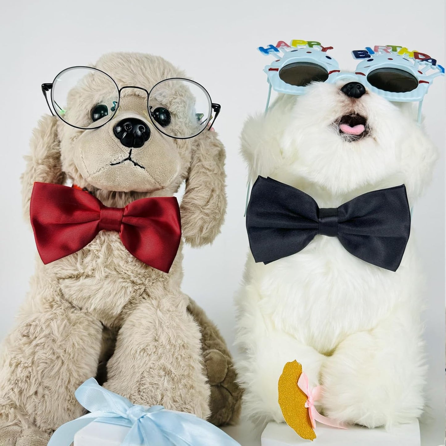 KOOLMOX Dog Bow Tie, Red Bow Tie with Adjustable Dog Collar for Medium and Large Dogs Cats Pets Wedding Birthday Party Holiday Homecoming Costumes, 1 Piece Wine Red