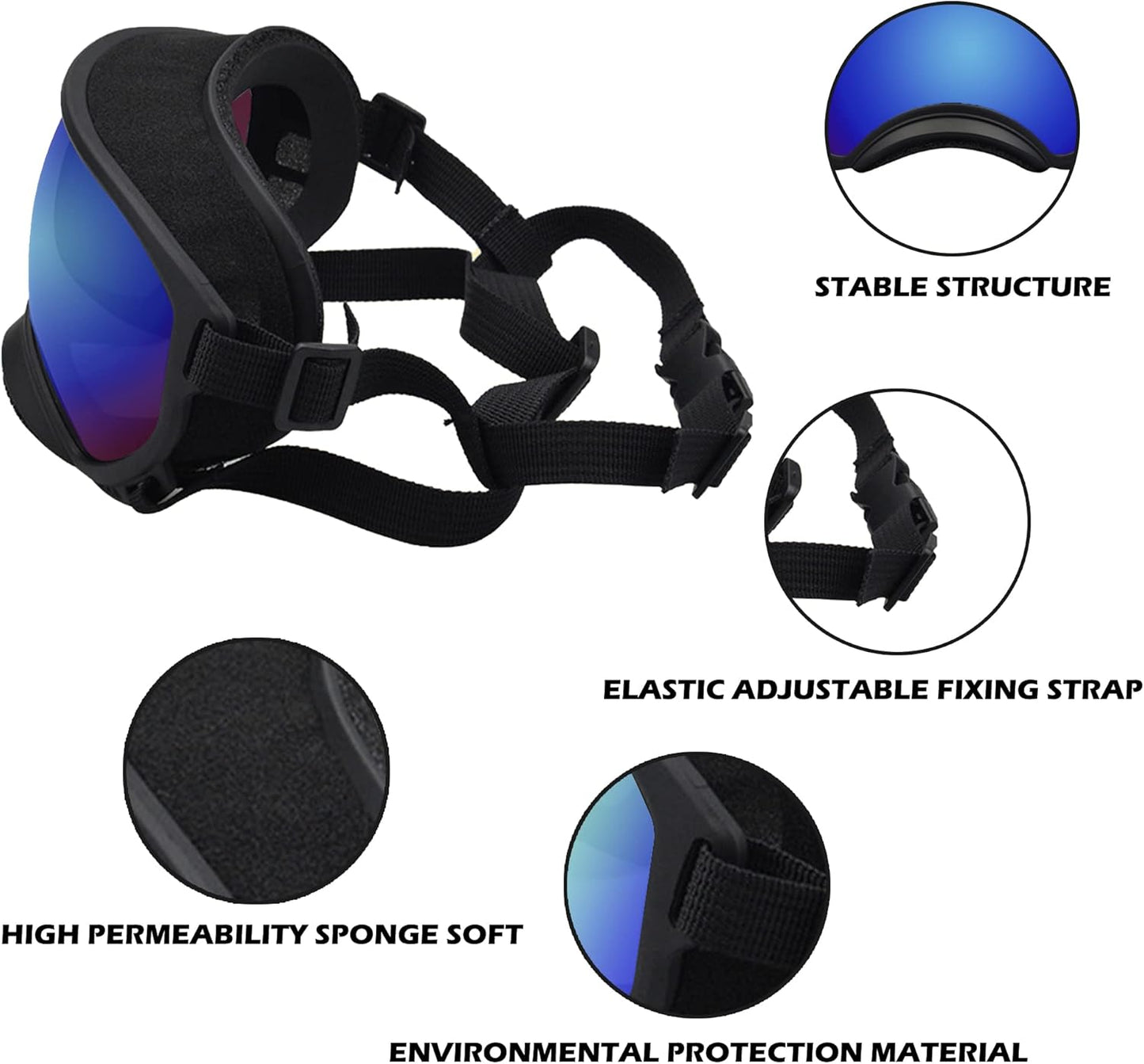 Large Dog Sunglasses with Adjustable Strap UV Protection, Winproof Dog Puppy Sunglasses, Suitable for Medium-Large Dog Pet Glasses, Dogs Eyes Protection(Colorful)