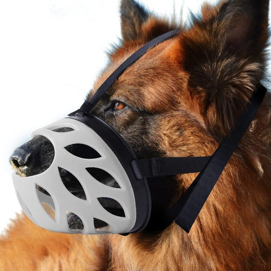 Dog Muzzle, Breathable Basket Muzzles for Small, Medium, Large and X-Large Dogs, Prevent Barking, Biting, Chewing Dog Mouth Cover Gray