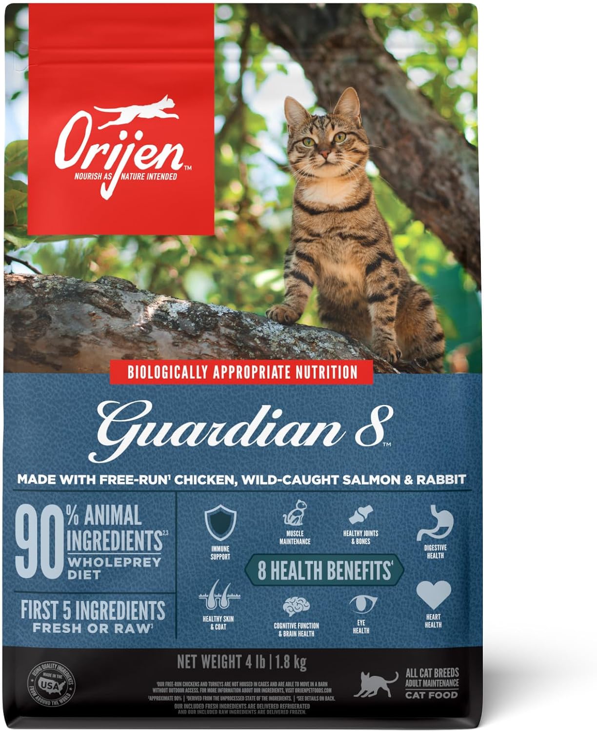 ORIJEN Guardian 8 Grain Free High Protein Premium Dry Cat Food 4lb Bag