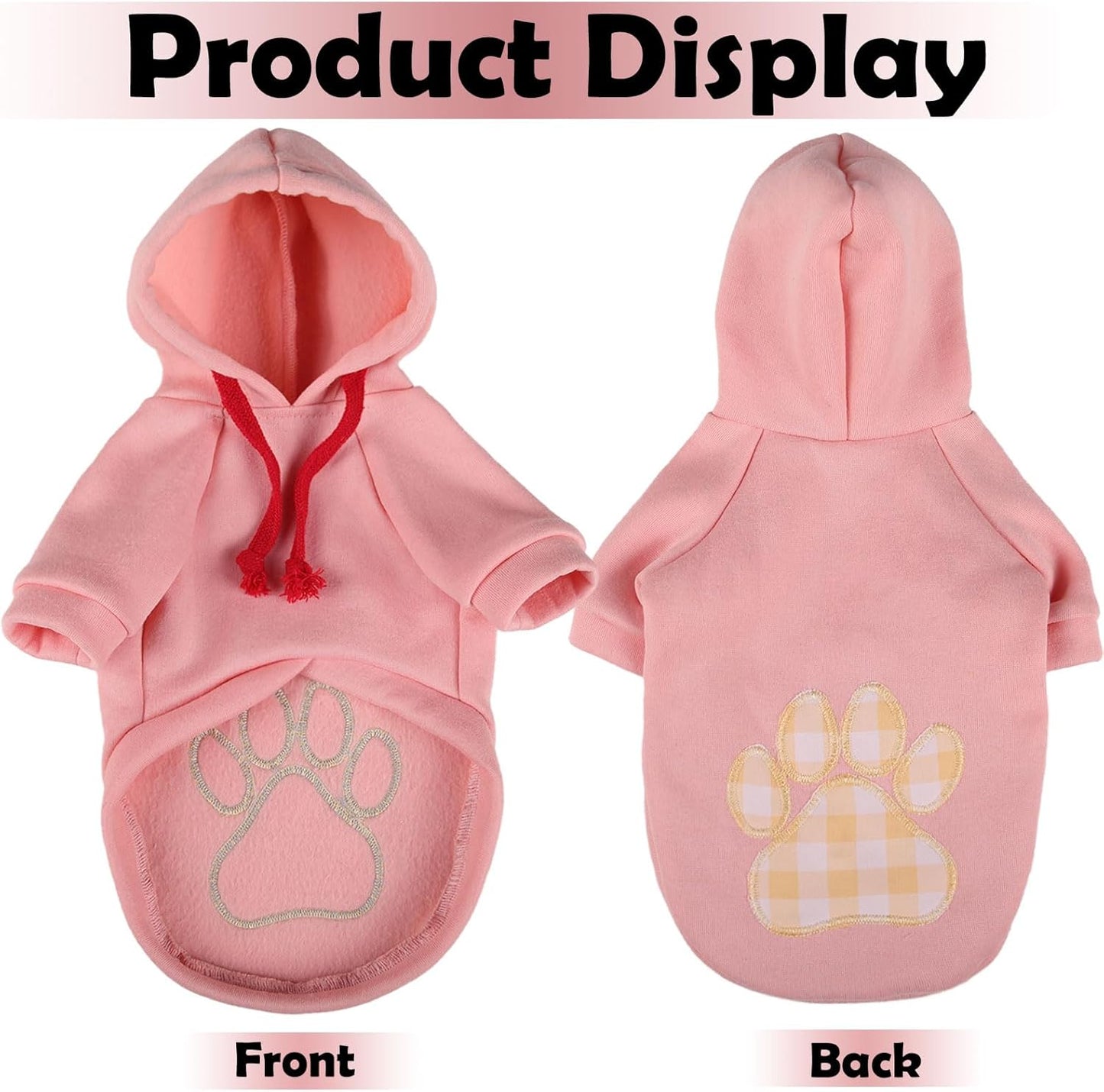 SAWMONG Dog Hoodie,Flannel Pet Hooded Sweater with Hat Puppy Pullover Sweater Shirt,Dog (Pink,XL)