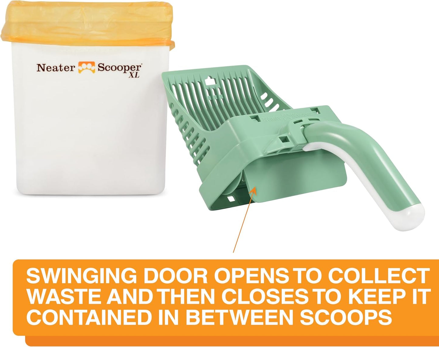 Neater Pet Brands Neater Scooper XL Cat Litter Scoop, 60 Refill Bags – Extra-Large Capacity Mess-Free Cat Litter Scooper with Bag for Large & Multiple Cats, Spill-Proof Litter Box Scooper with Holder