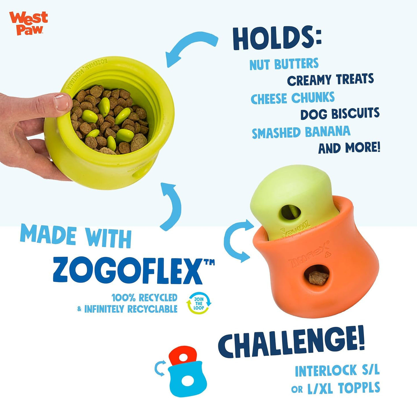WEST PAW Zogoflex Limited Edition Toppl Treat Dispensing Dog Toy Puzzle – Interactive Chew Toys for Dogs – Dog Toy for Moderate Chewers, Fetch, Catch – Holds Kibble, Treats, X-Large 4.75", Mint