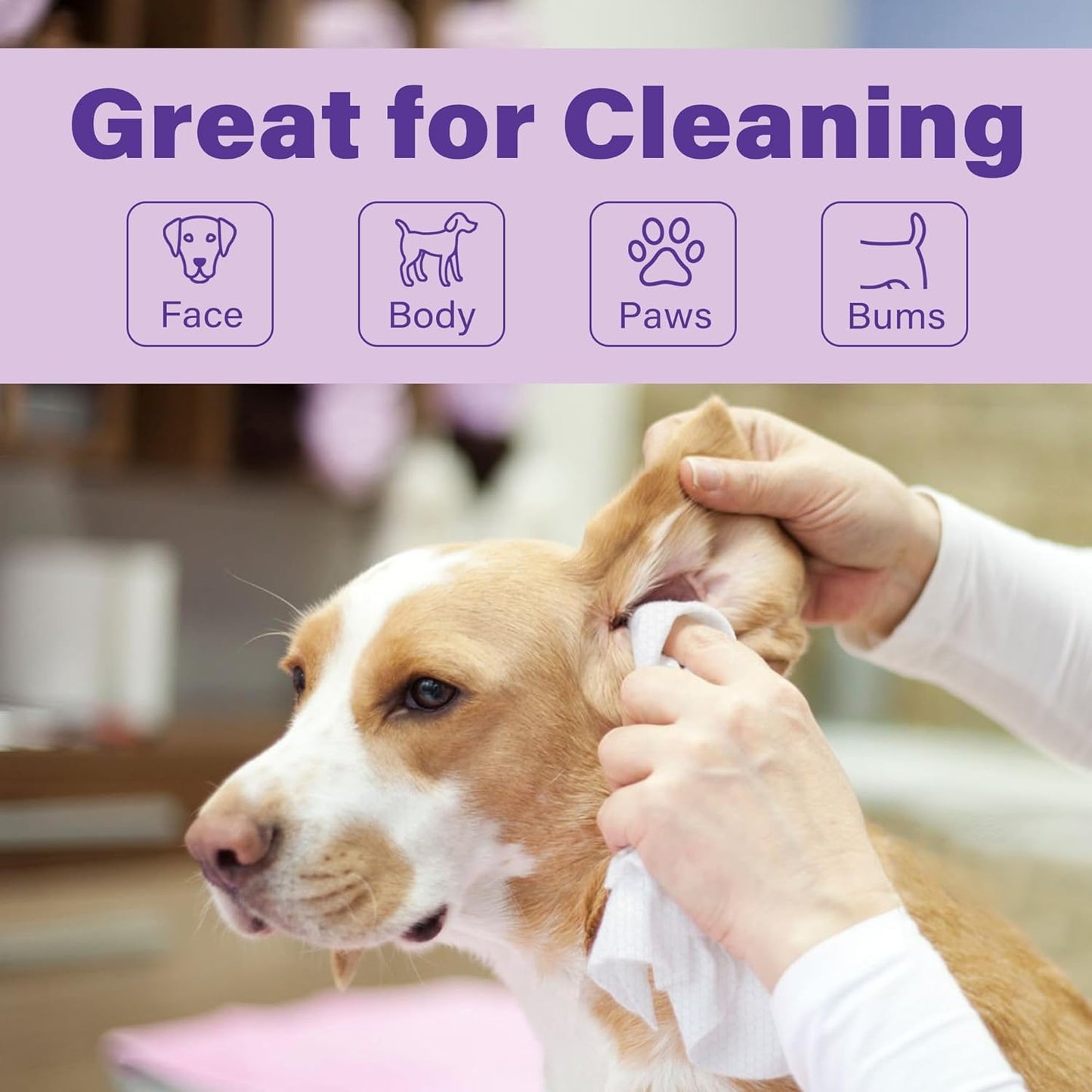 PrimePets 400pcs Dog Wipes for Paws and Butt, Large Pet Wipes for Dogs, Dog Wipes Cleaning Deodorizing, Hypoallergenic, Puppy Wipes for Grooming Face Fur Body, Lavender Scented