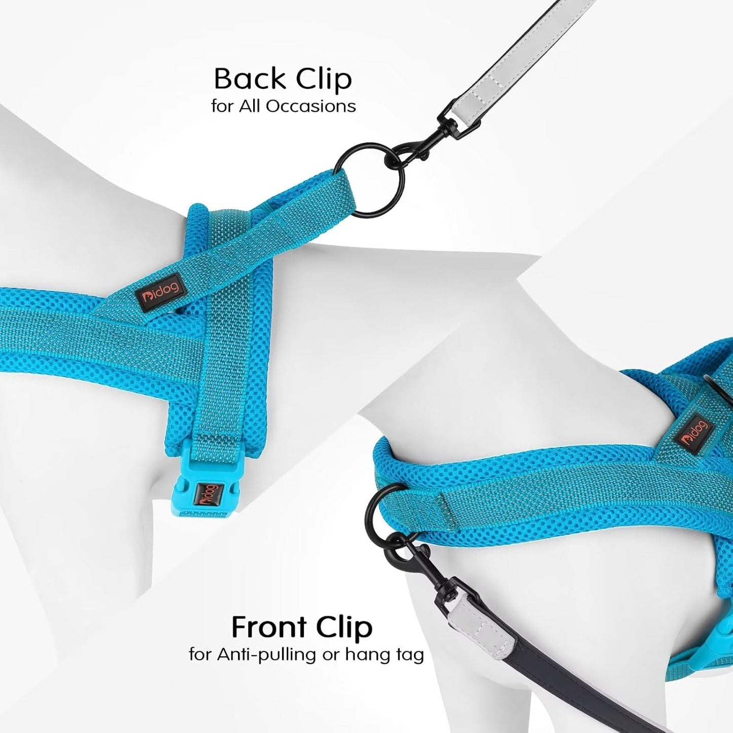 Didog No Pull Dog Harness with Breathable Mesh Padded, Full Reflective & Quick Fit Adjustable Vest Harness, Easy for Training Walking for Small & Medium and Large Dogs (Blue, M:Chest 21-26")