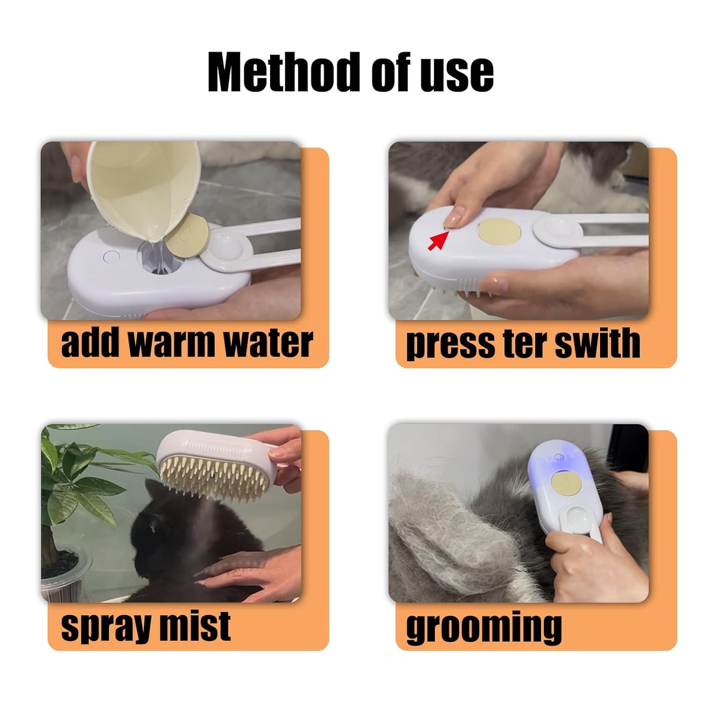 Steam Brush for Cats Dog Steam Brush,3 in 1 Pet Grooming Comb for Shedding,1PCS