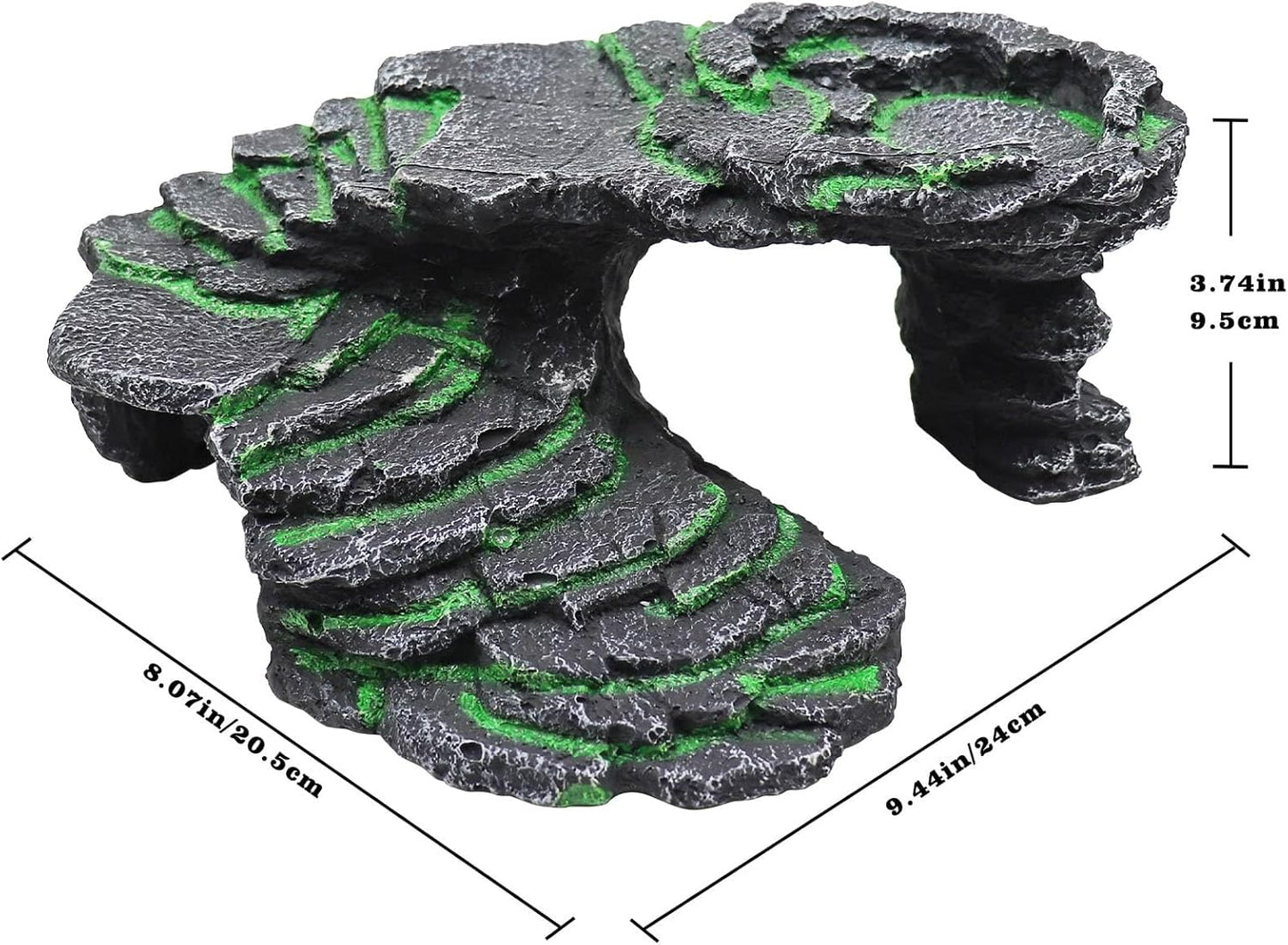 Large Bearded Dragon Basking Platform, Resin Reptile Hideouts Cave, Hermit Crab Climbing Toys, Terrarium Habitat Decor Accessories for Lizard Spider Aquarium Fish Gecko - 9.5 × 8 × 3.7 Inch