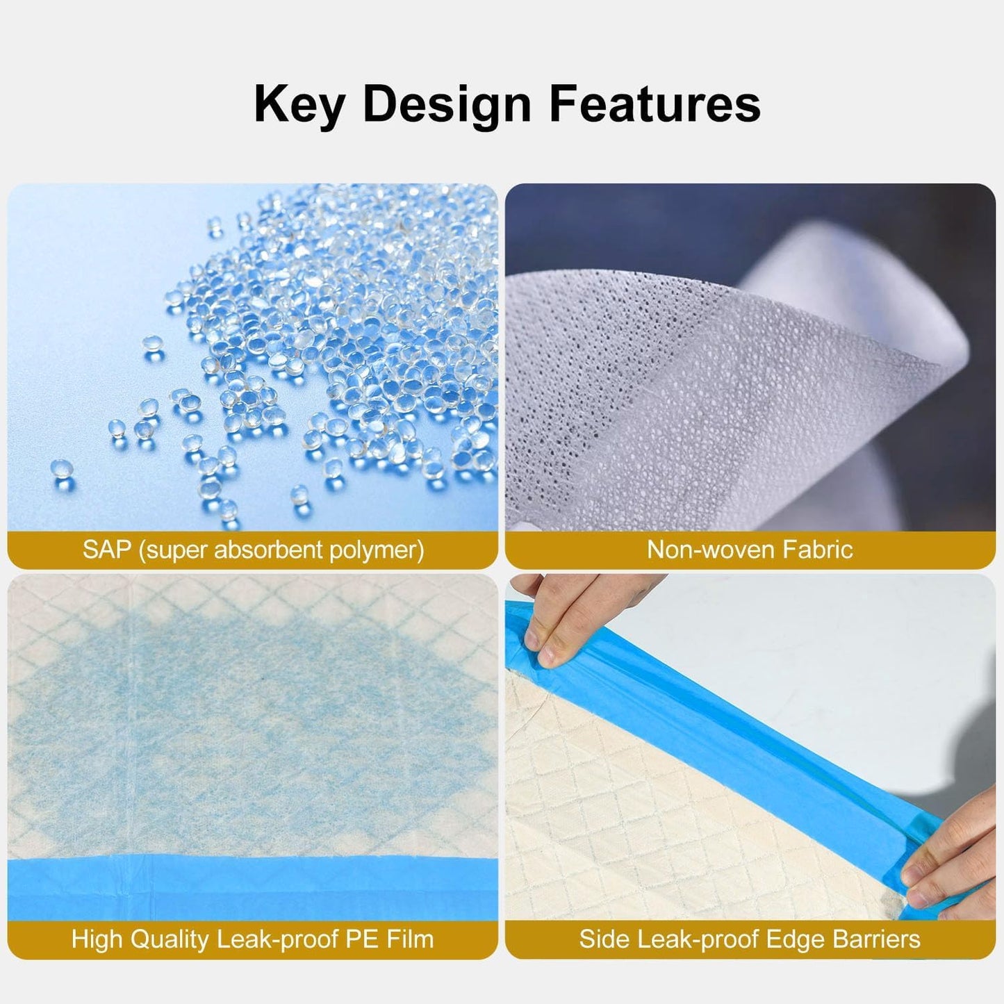 Gardner Pet Ultra Absorbent Thicker Dog Pee Pads Extra Large XL 28"x34" Leak-Proof Odor-Control Blue Puppy Training Pads Full Edge-Wrapping Pad for Dogs Dogs, Puppies, Doggie, Cats, Rabbits - 50 Ct