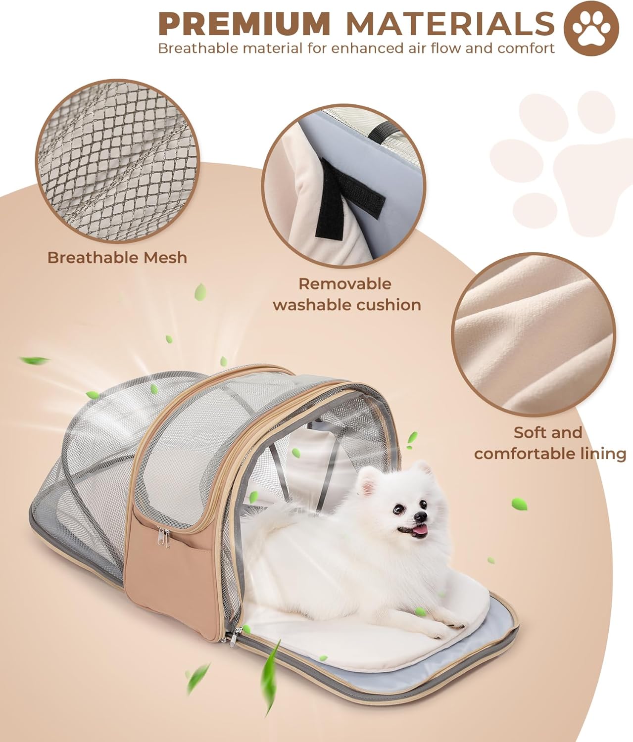 Expandable Pet Carrier Backpack, Cat Carrier Backpacks with Breathable Mesh for Cats Small Dogs Puppies Up to 25 Lbs Airline Approved Waterproof Travel Carrier with Safety Buckle for Hiking & Flights