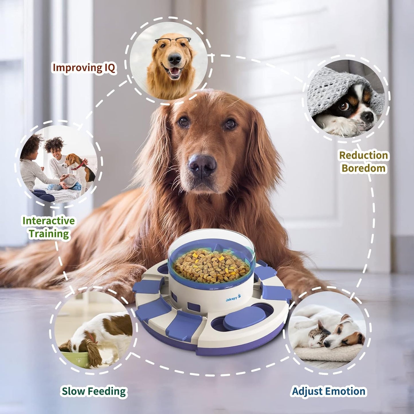 Dog Puzzle Toys for Boredom and Mental Stimulation, Interactive Slow Food Feeder Dispenser, Professional Level 2 in 1 for Large/Medium/Small Dogs