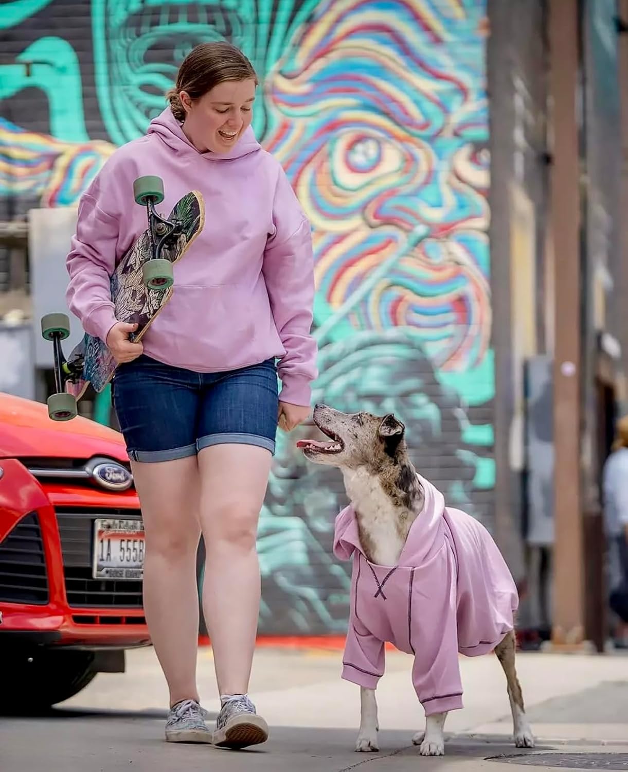 Blueberry Pet Essentials Dog Hoodie – 24 inch, Cotton‑Blend Sweatshirt with Hood, Pink Lilac, Machine‑Washable Small‑Dog Jersey