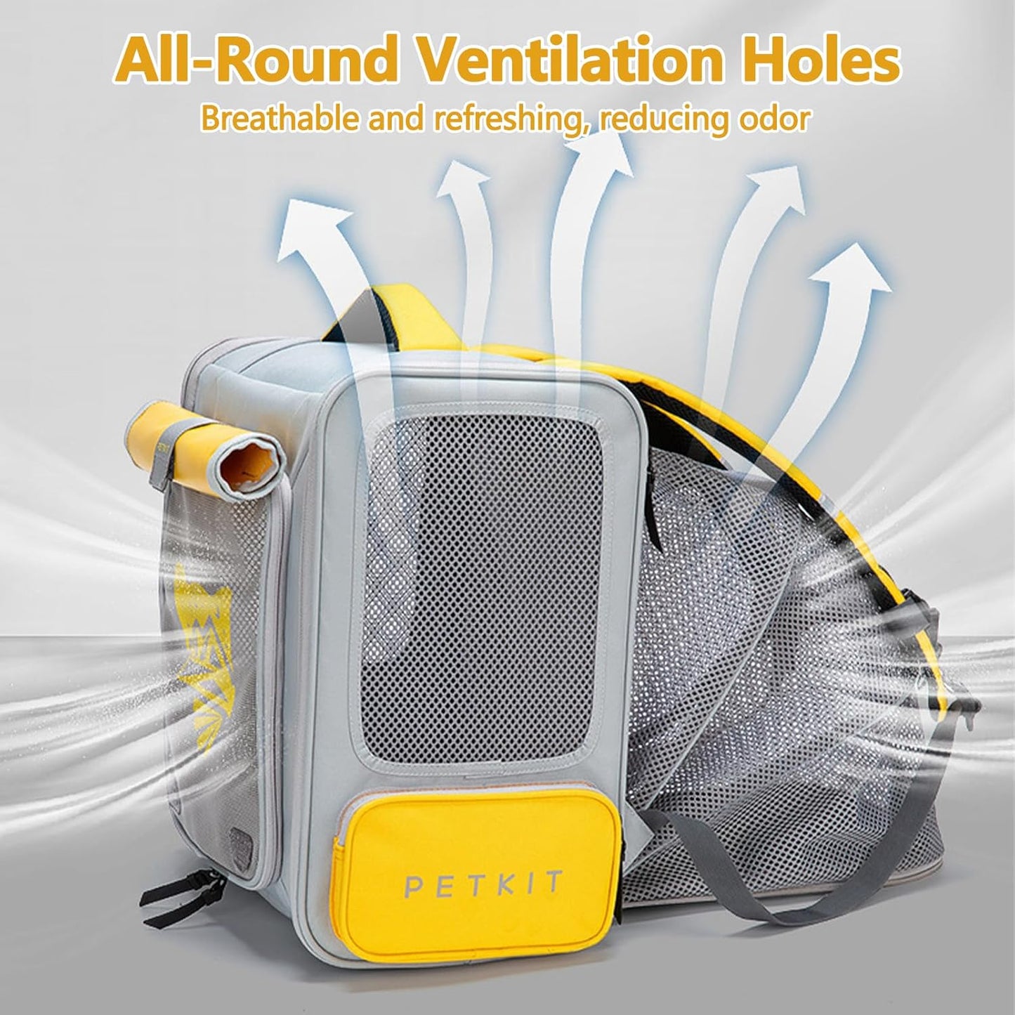 Expandable Pet Backpack, Cat Backpack with Breathable Mesh, Collapsible Soft Cat Travel Bag for Outdoor Hiking, Large Space Dog Backpack(Blue)