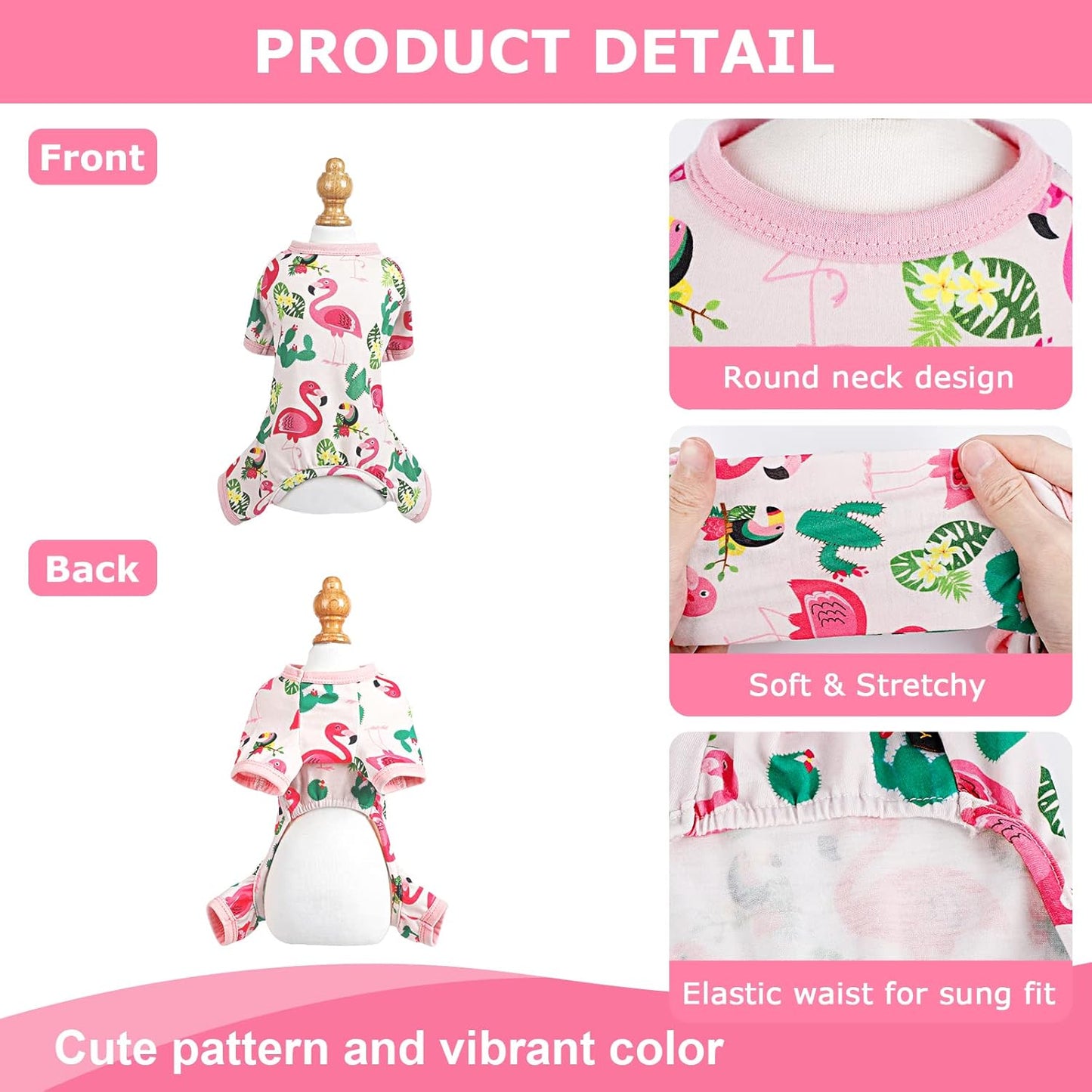 Dog Pajamas Pjs Spring Summer Dog Clothes for Small Dogs Girl - Small - Medium Size Dogs, Soft Stretchy Puppy Clothes Doggie Onesies Cat Pet Jammies Outfit for Chihuahua Yorkie(Pink, Medium)