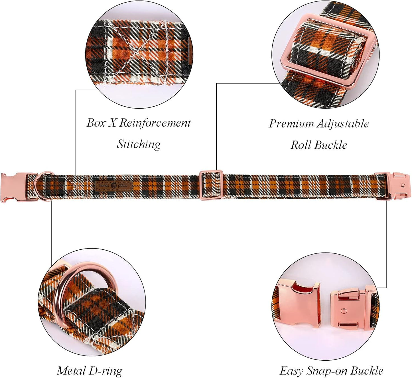 Lionet Paws Dog Collar with Flower - Cute Cotton Adjustable Flower Dog Collar with Metal Buckle for Large Dog Girl Gift, XL, Neck 16-26in