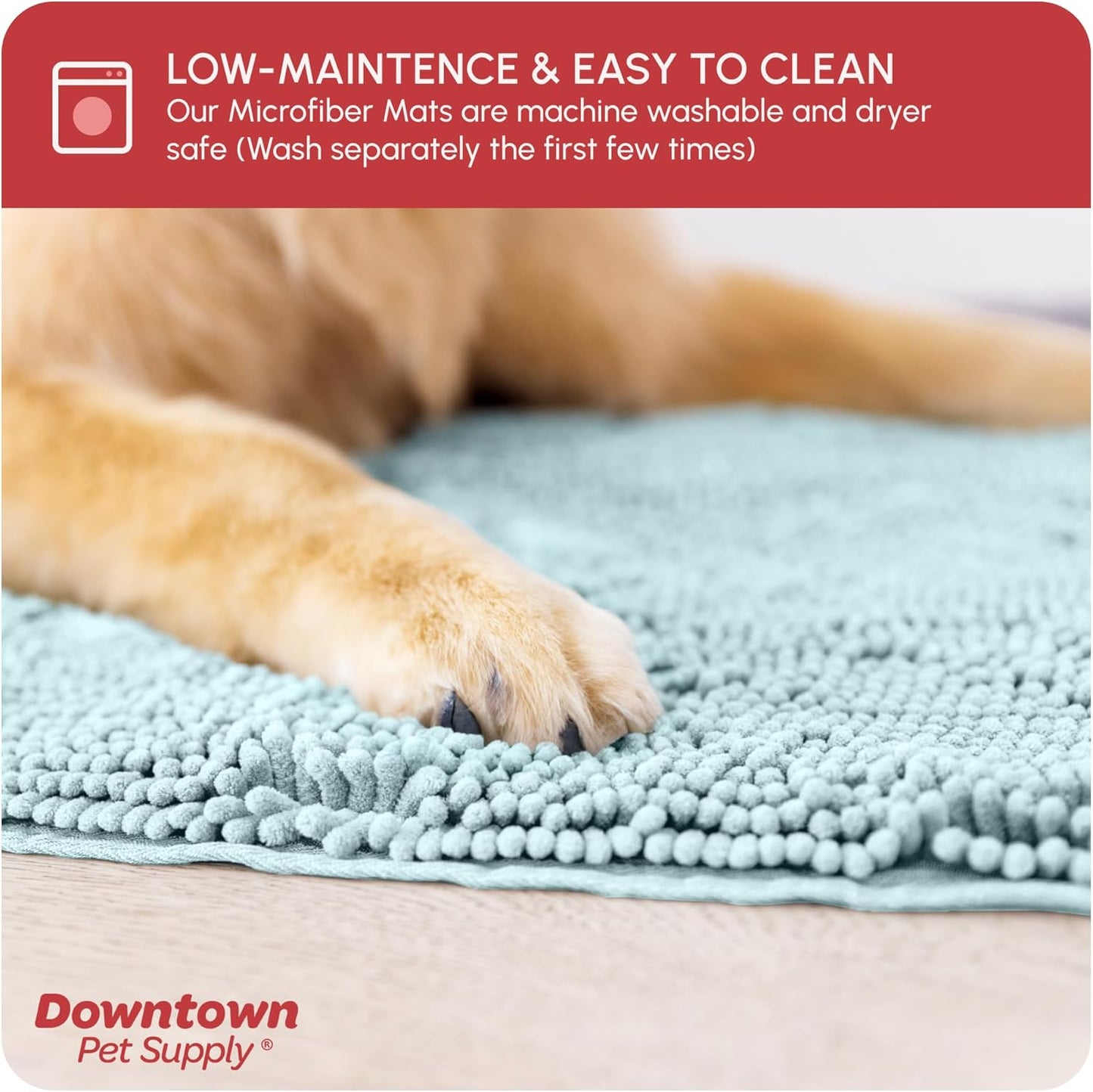 My Doggy Place Microfiber Dog Mat for Muddy Paws, 60" x 36" Light Blue - Non-Slip, Absorbent and Quick-Drying Dog Paw Cleaning Mat, Washer and Dryer Safe - X-Large/Runner