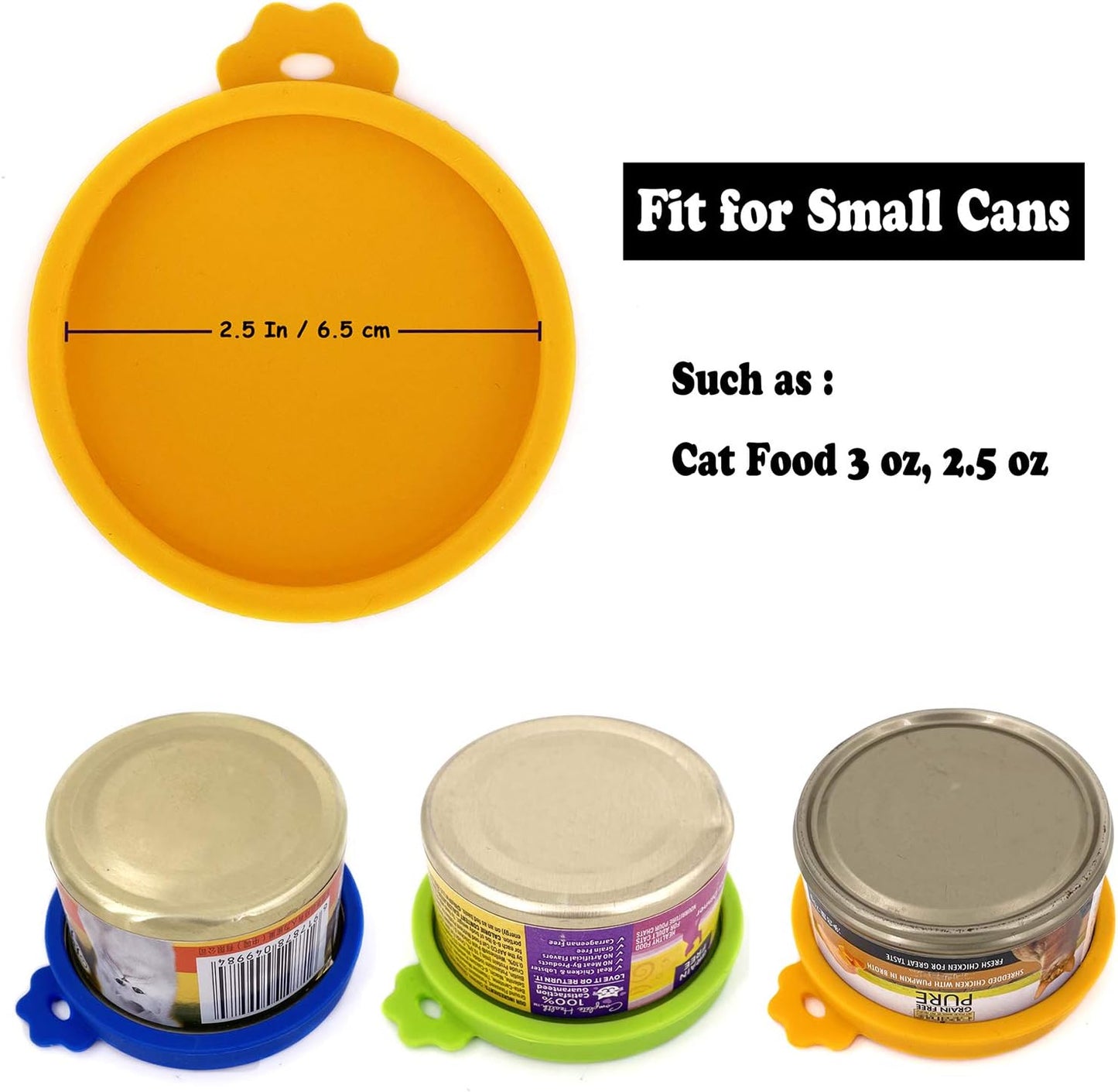 Comtim 3 Pack Cat Food Can Lids, Silicone Small Pet Food Can Lids Covers for 3 oz Cat Food Cans