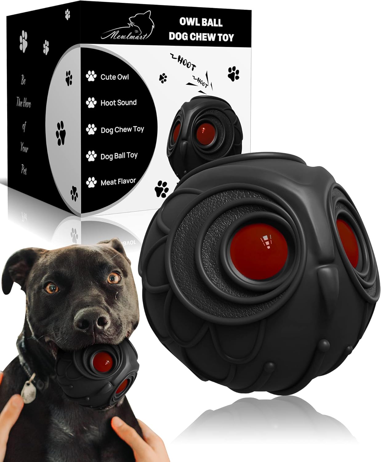 Giggle Ball for Dogs Owl Dog Toys for Aggressive Chewers Gift for Dog Natural Rubber Ball Cute Owl Hoot Medium Large Dog (Demon)