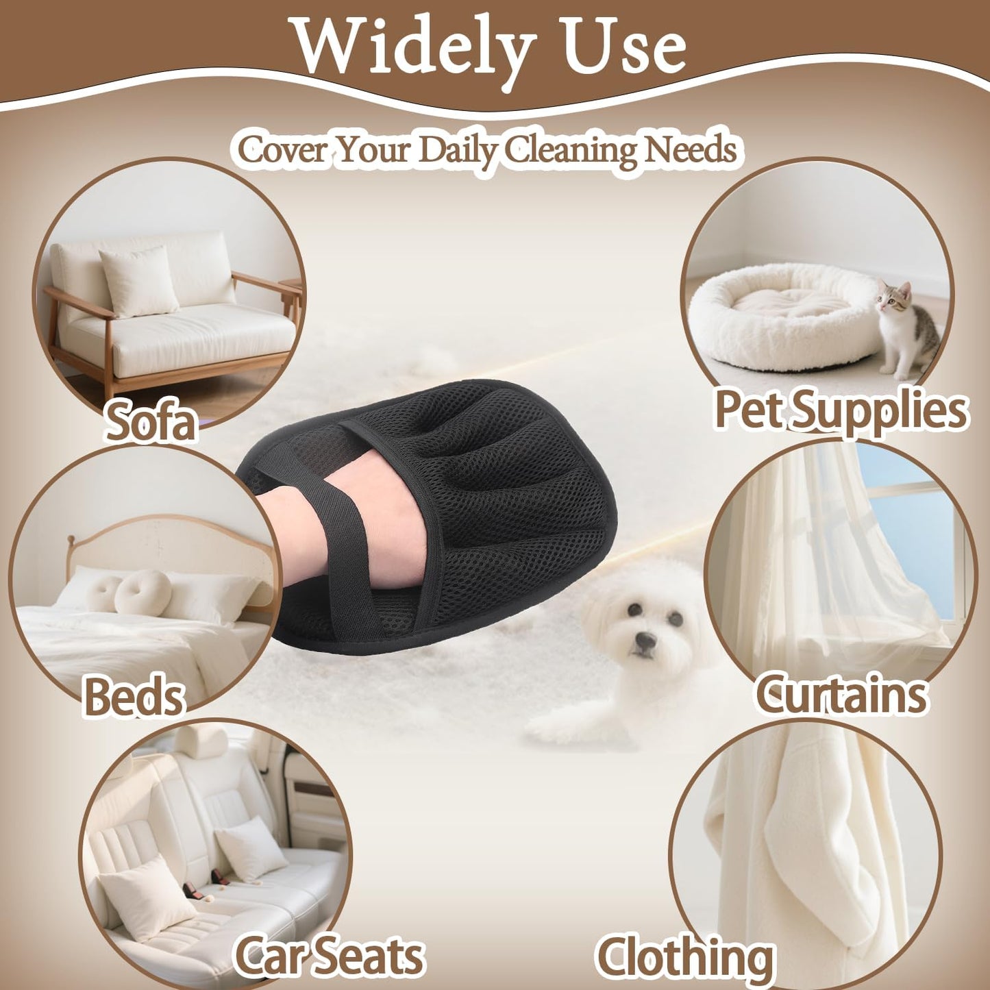 Upgraded Pet Hair Remover Glove - Reusable Electrostatic Five-Finger Gloves for Cat/Dog Hair Removal on Furniture, Carpet & Clothes