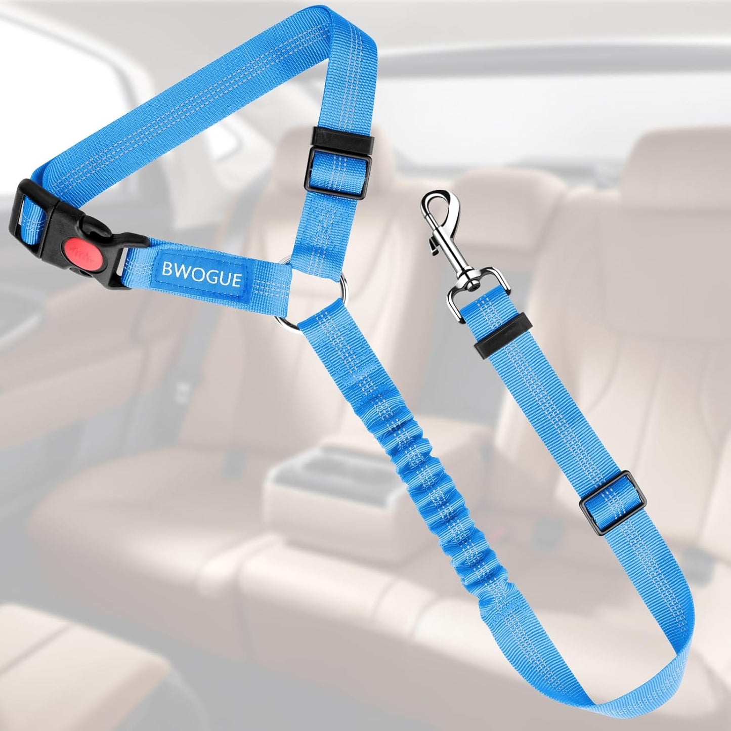 BWOGUE Pet Dog Cat Seat Belts, Car Headrest Restraint Adjustable Safety Leads Vehicle Seatbelt Harness (1 Pack)
