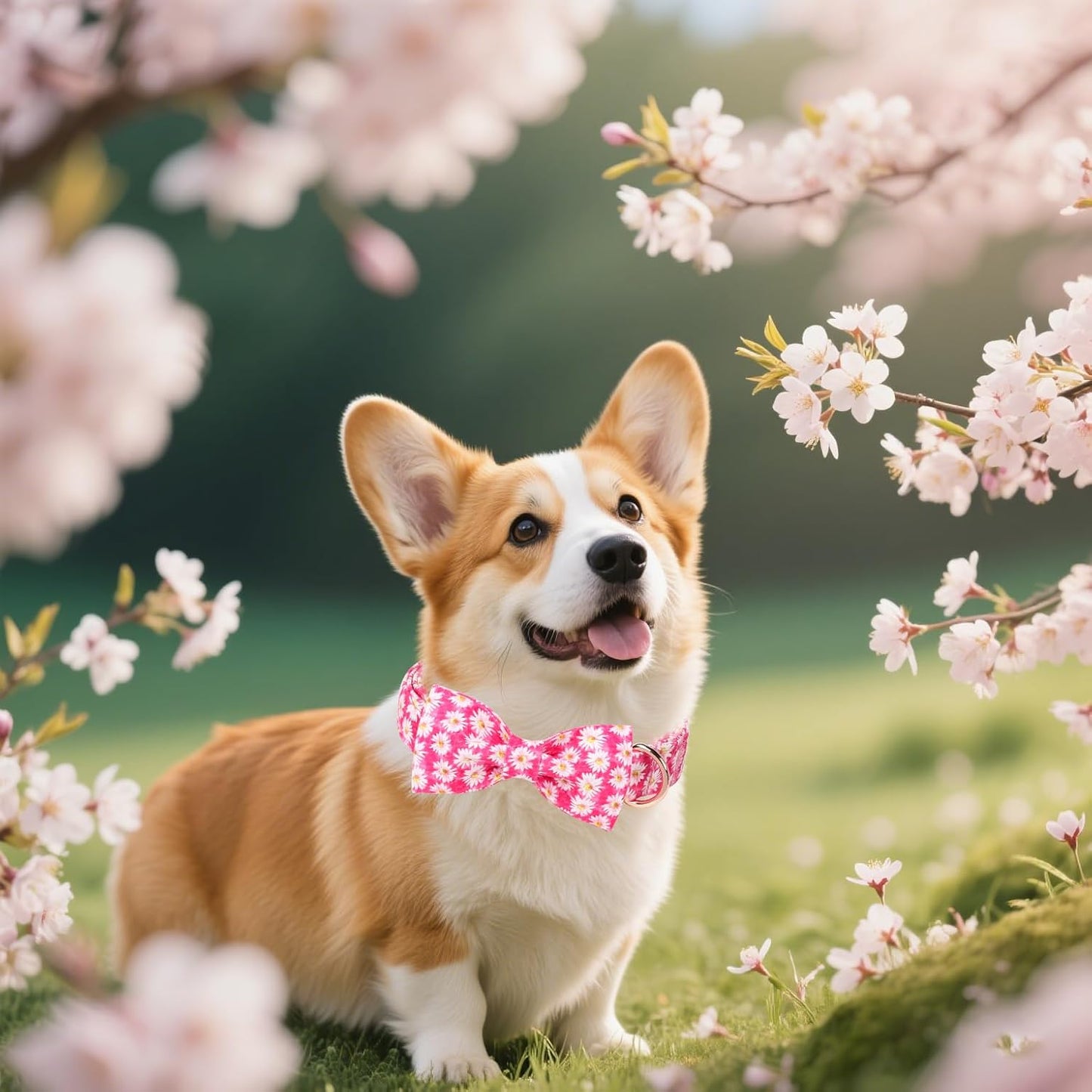 Unique style paws Cartoon Dog Collar with Bow Spring Summer Collar with Flower Rose Daisy for Small Medium Large Boys Girls Dogs