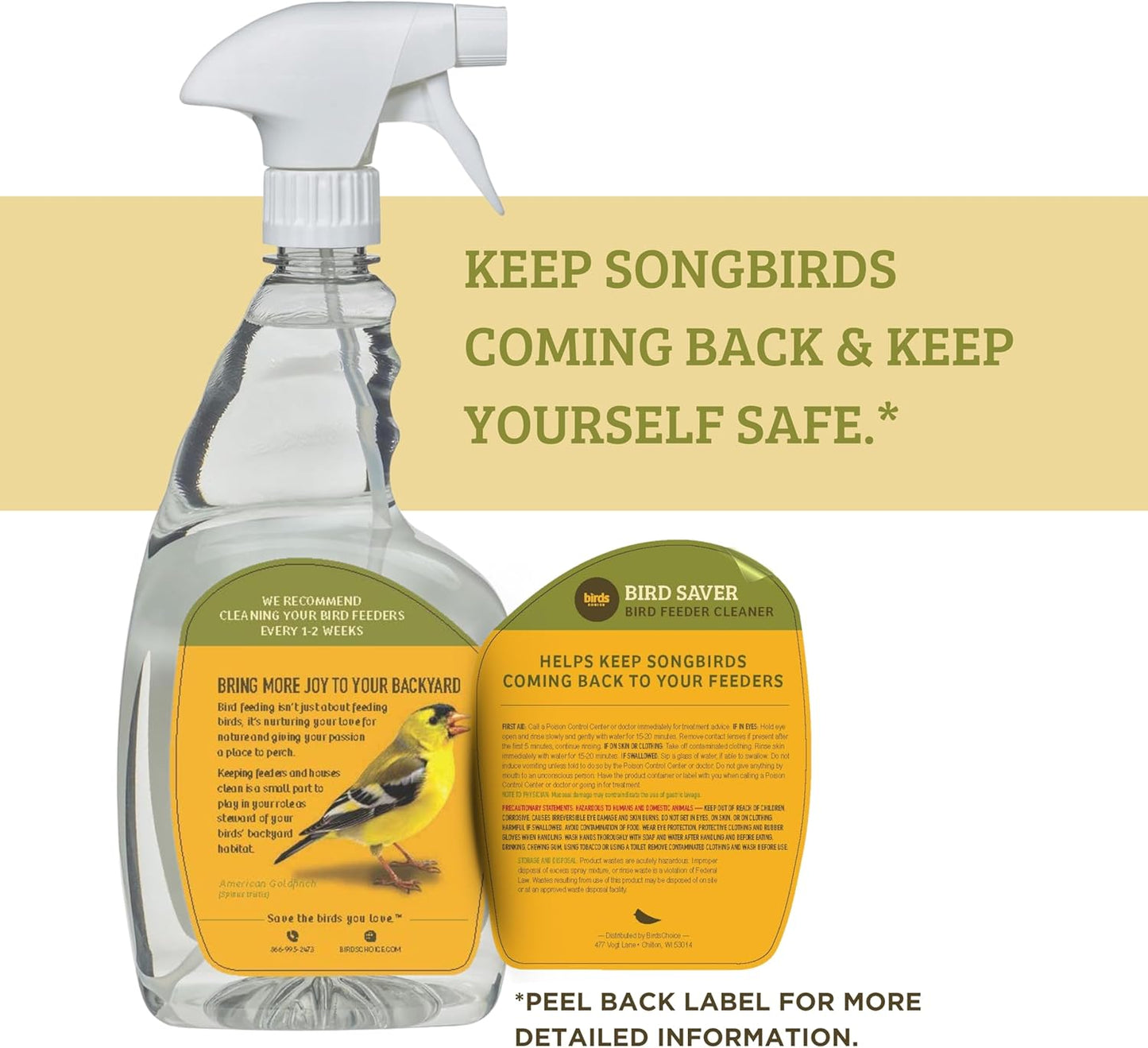 Birds Choice Bird Feeder, Bird House, and Bird Bath Cleaner, 32 oz. – Safe for Birds, Keep Your Birdhouse and Feeders Clean for Greater Bird Activity