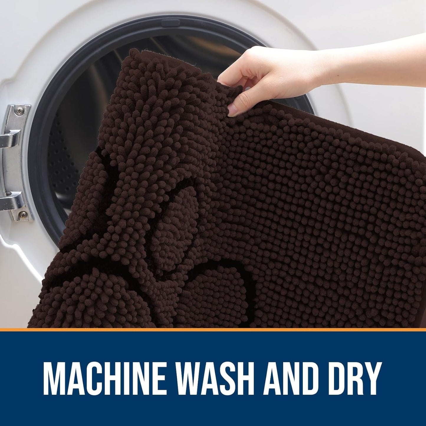 OLANLY Door Mat for Muddy Dog Paws 36x24, Absorbent Chenille Mud Doormat with Paw Print Design, Non-Slip Washable Doormat for Indoor Entryway, Quick-Dry Pet Bed Mats for Dirty Dogs, Brown and Black