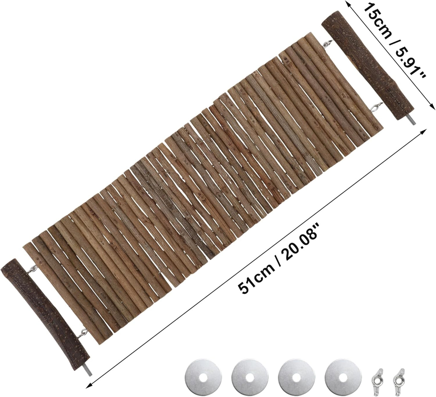 Hamster Bridge,Rat Long Bendy Bridge Wooden Climbing Ladder Cage Accessories for Syrian Hamster Gerbil Mouse Rat, 20.08" L x 5.91" W