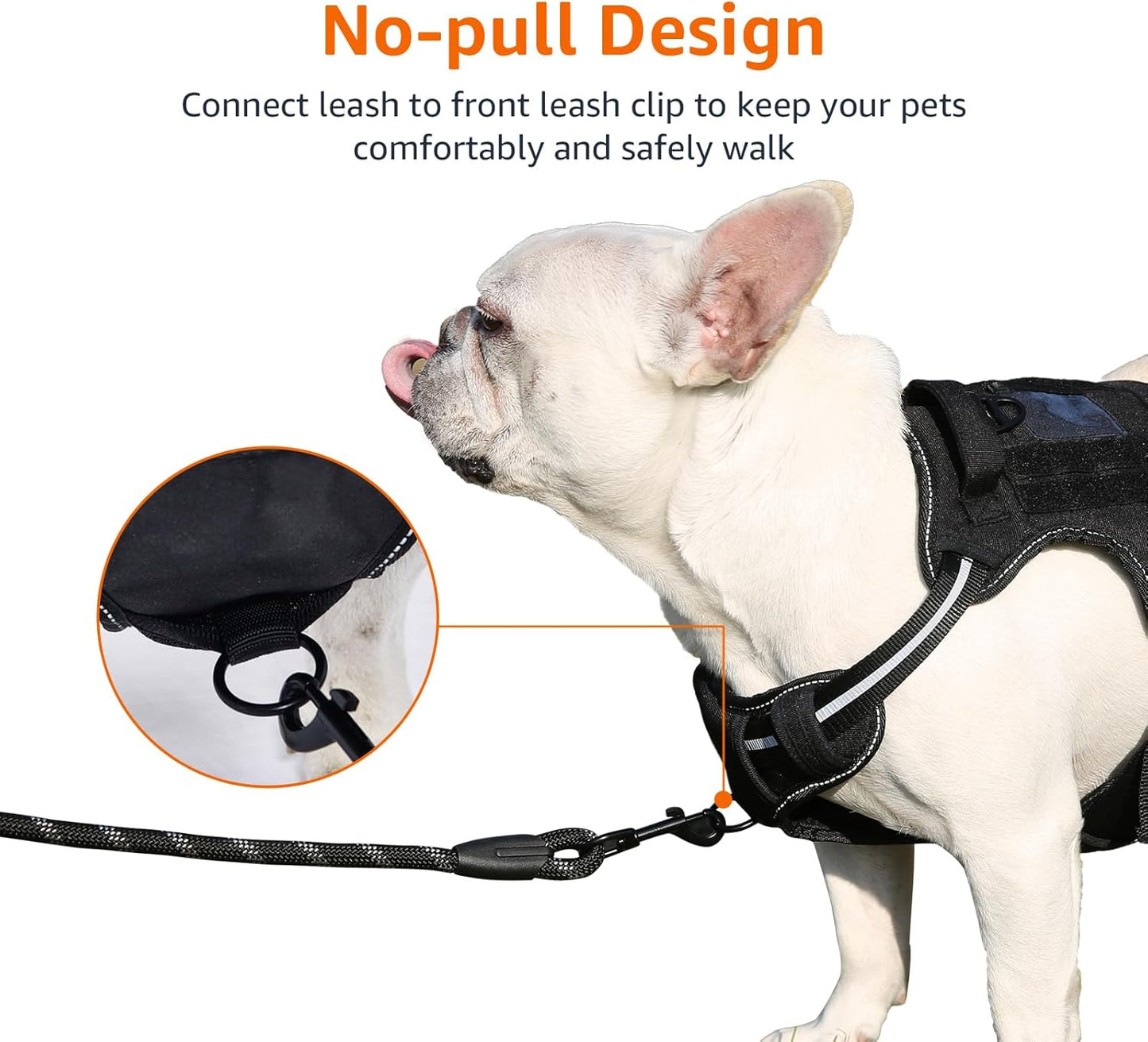 Amazon Basics No Pull Dog Harness, Adjustable Front Clip, Tactical Vest, Large, Black