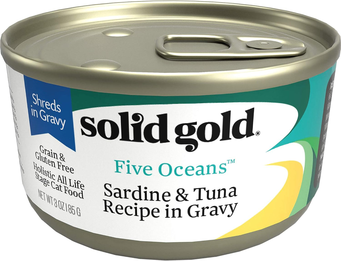 Solid Gold Wet Cat Food Shreds in Gravy - Healthy Canned Cat Food Made w/Real Tuna, Sardine, Vitamins, Minerals & Taurine - Grain Free & Gluten Free Canned Meals for Cats & Kittens - 24ct/3oz Can