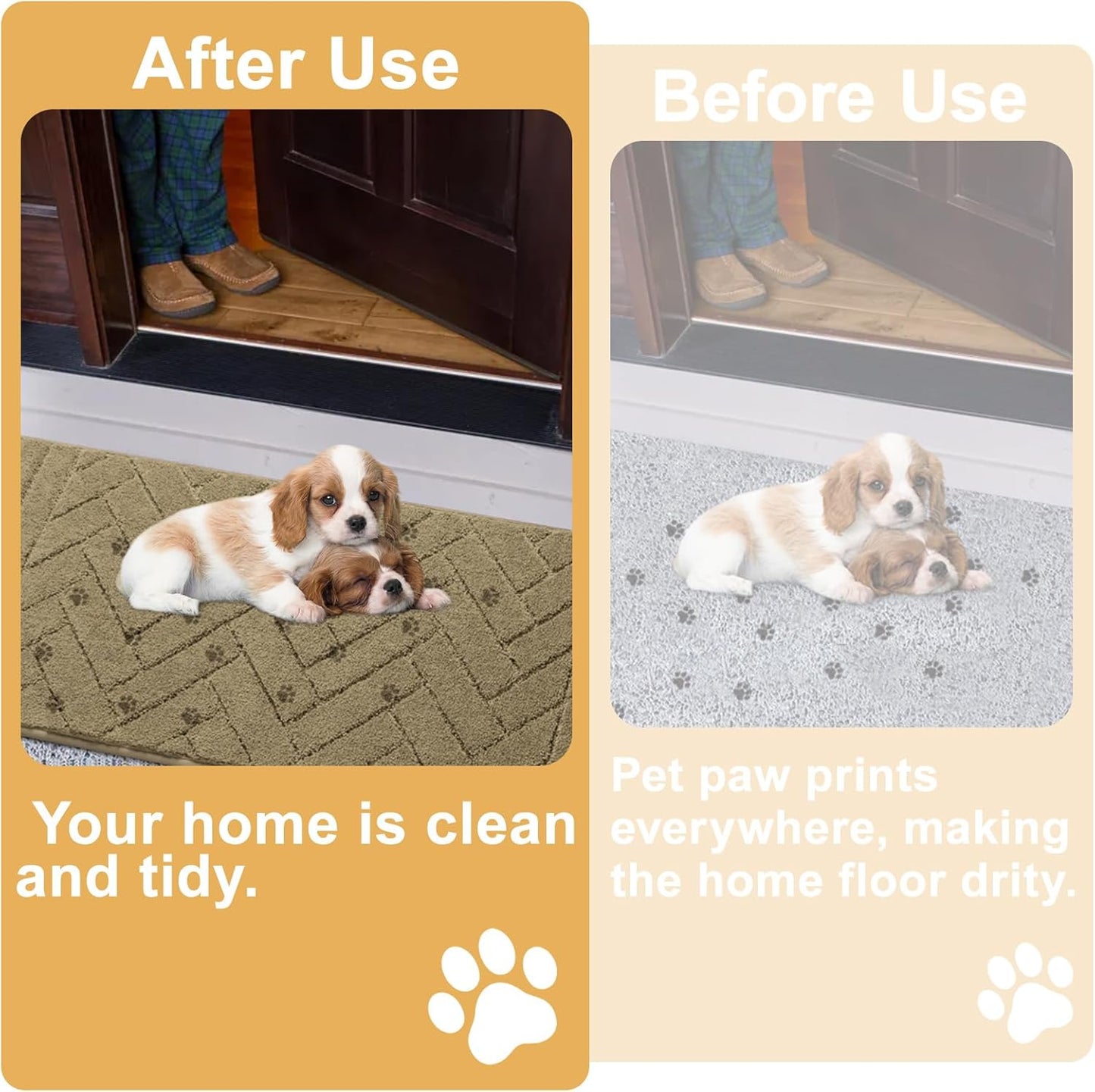 Tindbea Dog Mat for Muddy Paws,Absorbs Moisture Dirt Non-Slip Washable Mud Mat for Dogs,Soft Rubber Backing Front Inside Pet Rug for Entryway, Mud Dog Paws, Patio(24"x59",Light Taupe)