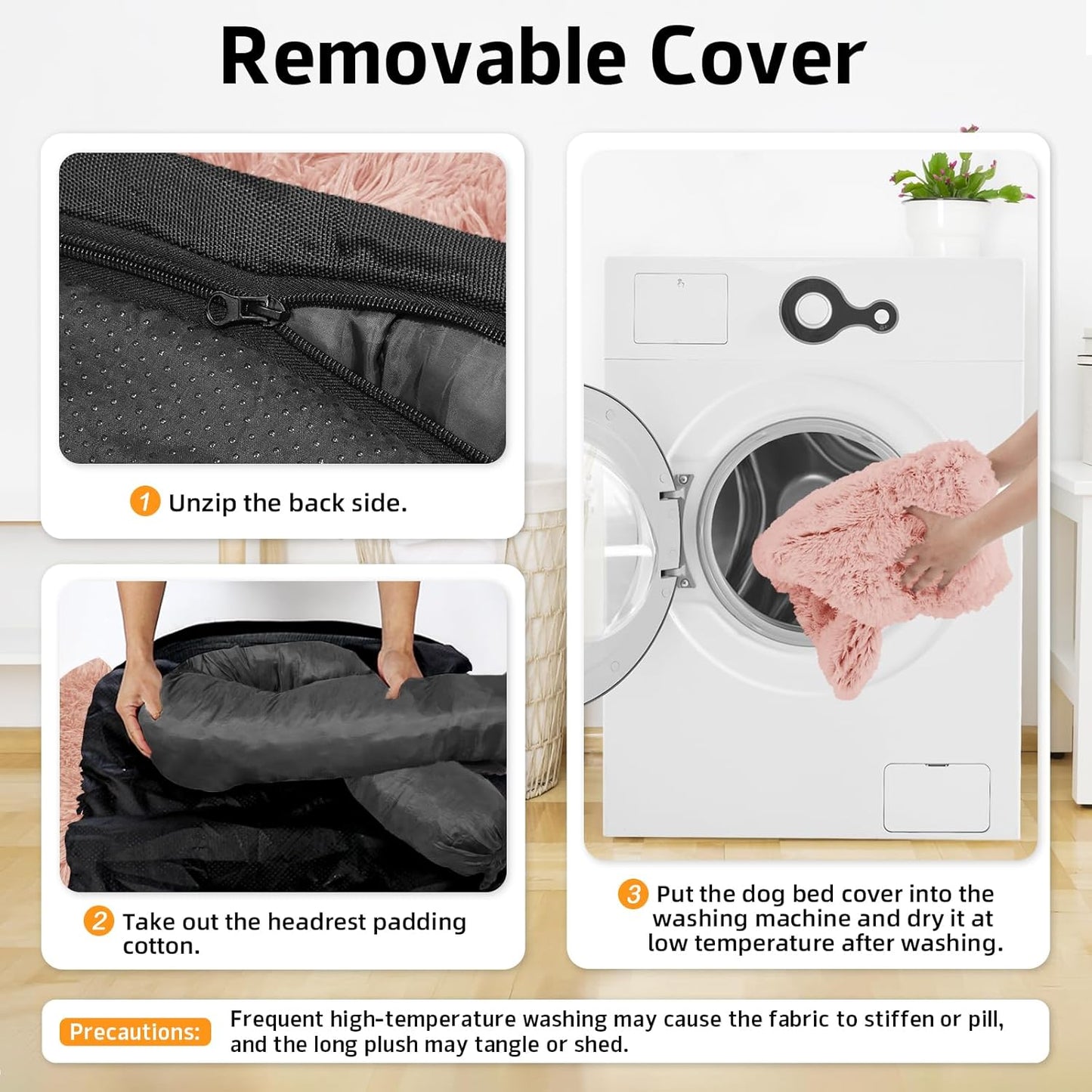 GGIB Calming Dog Bed Fluffy Plush Dog Mat for Furniture Protector with Removable Washable Cover for Large Medium Small Dogs and Cats (Large, Pink)